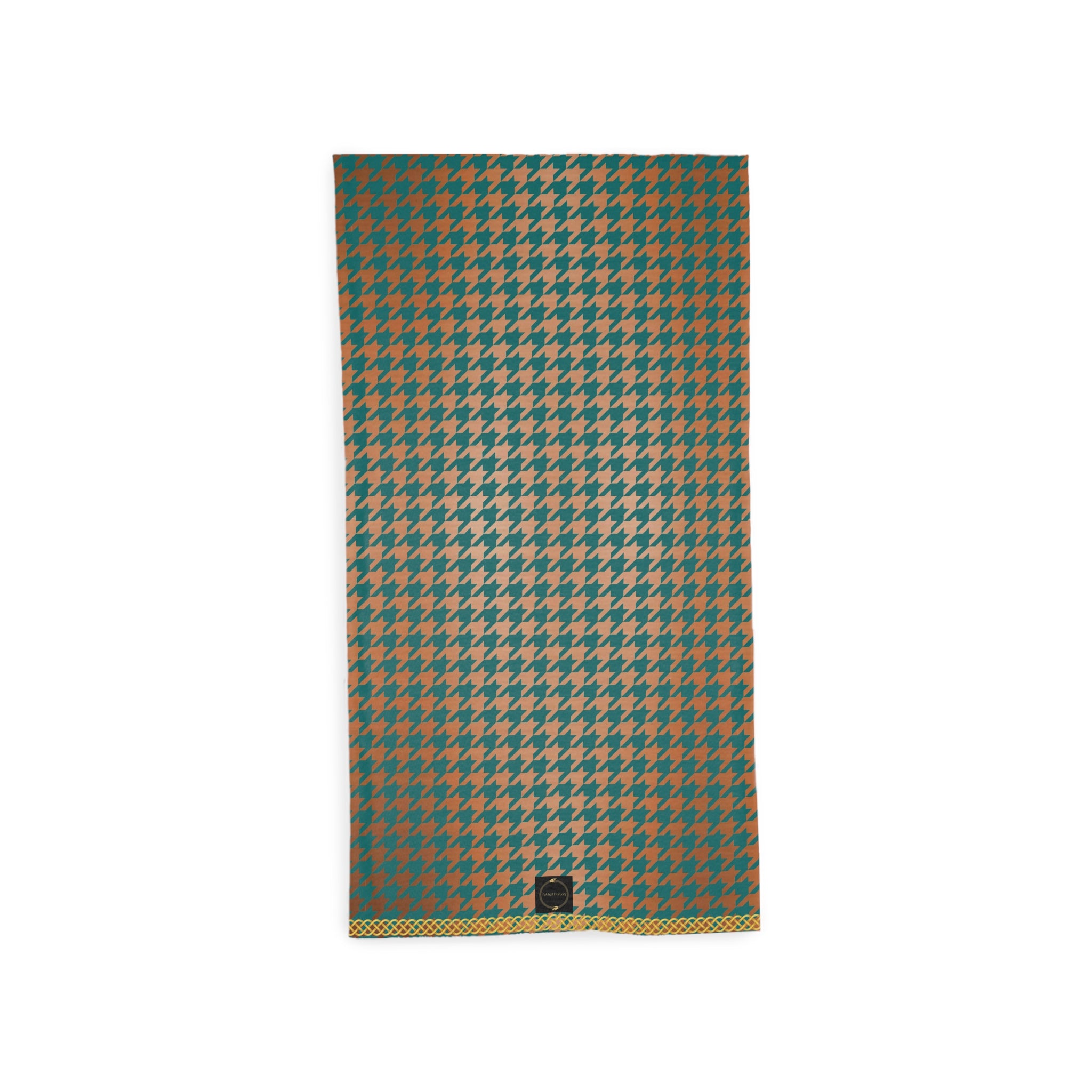 Fabled Fashion Copper and Verdigris houndstooth pattern Print Tube Scarf