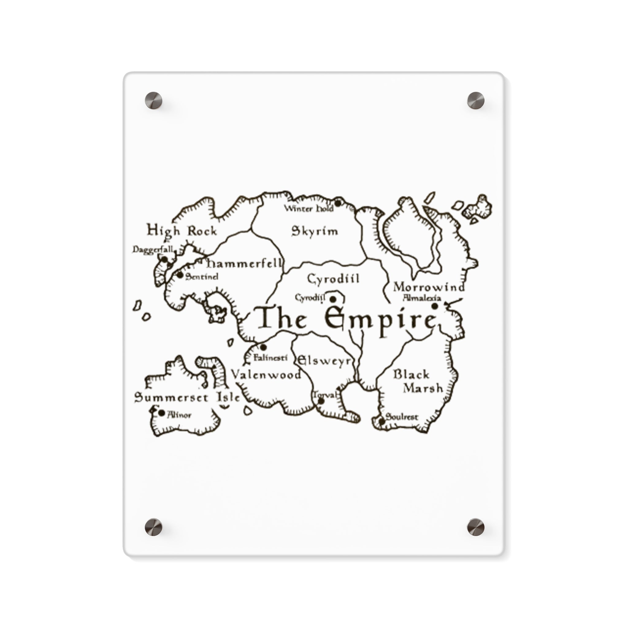 Tamriel map Dragonborn Skyrim Acrylic Wall Art Panels