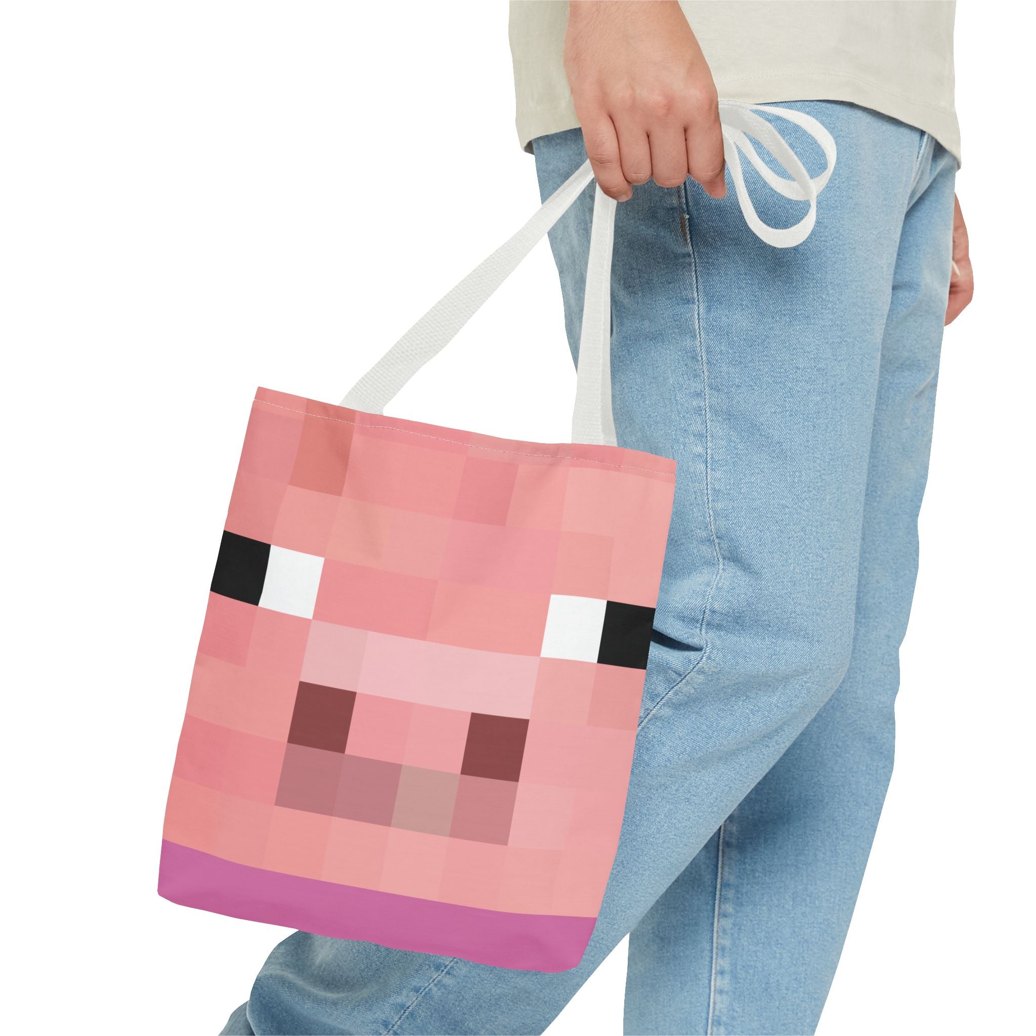Minecraft inspired Pig Tote Bag (AOP) Perfect for  Halloween