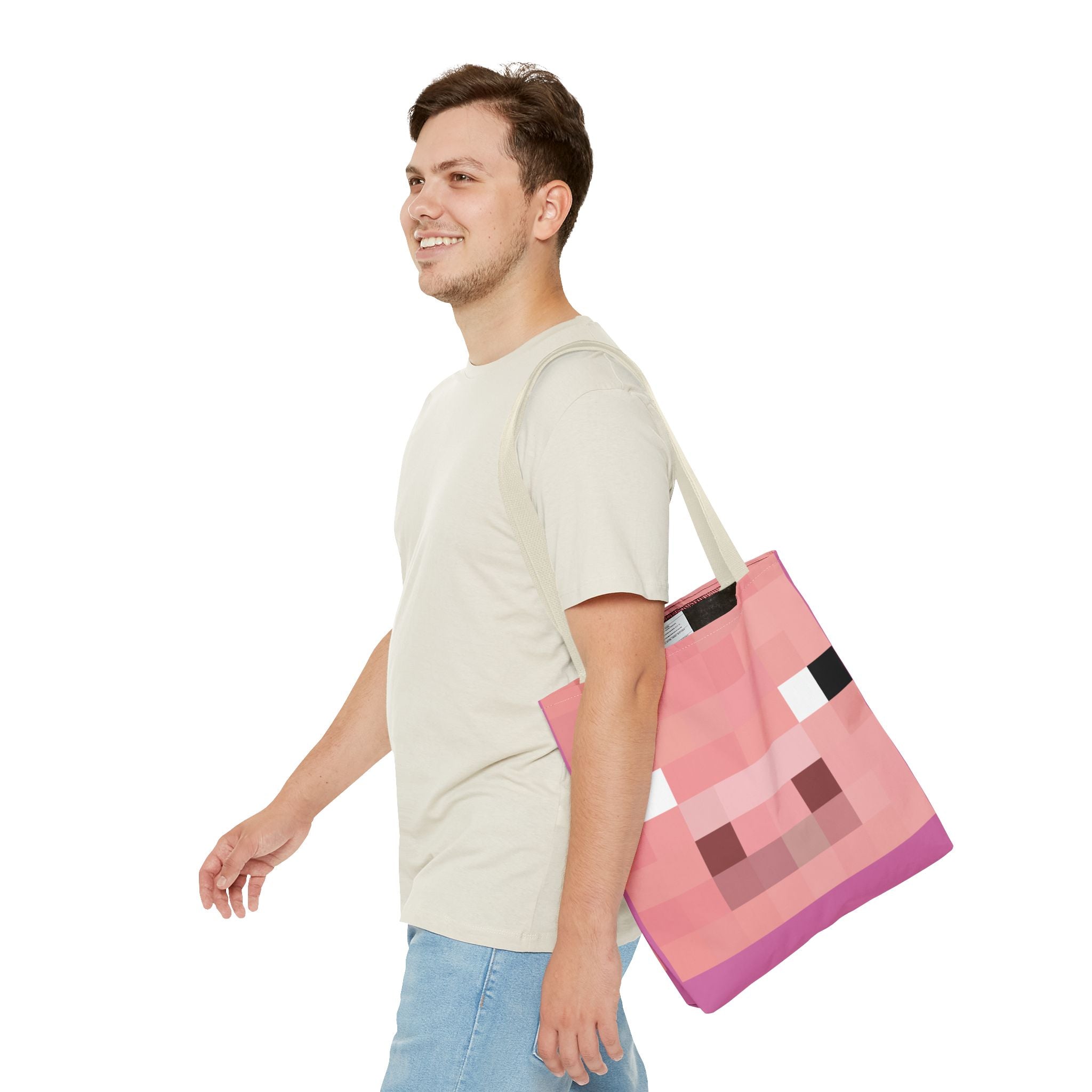 Minecraft inspired Pig Tote Bag (AOP) Perfect for  Halloween