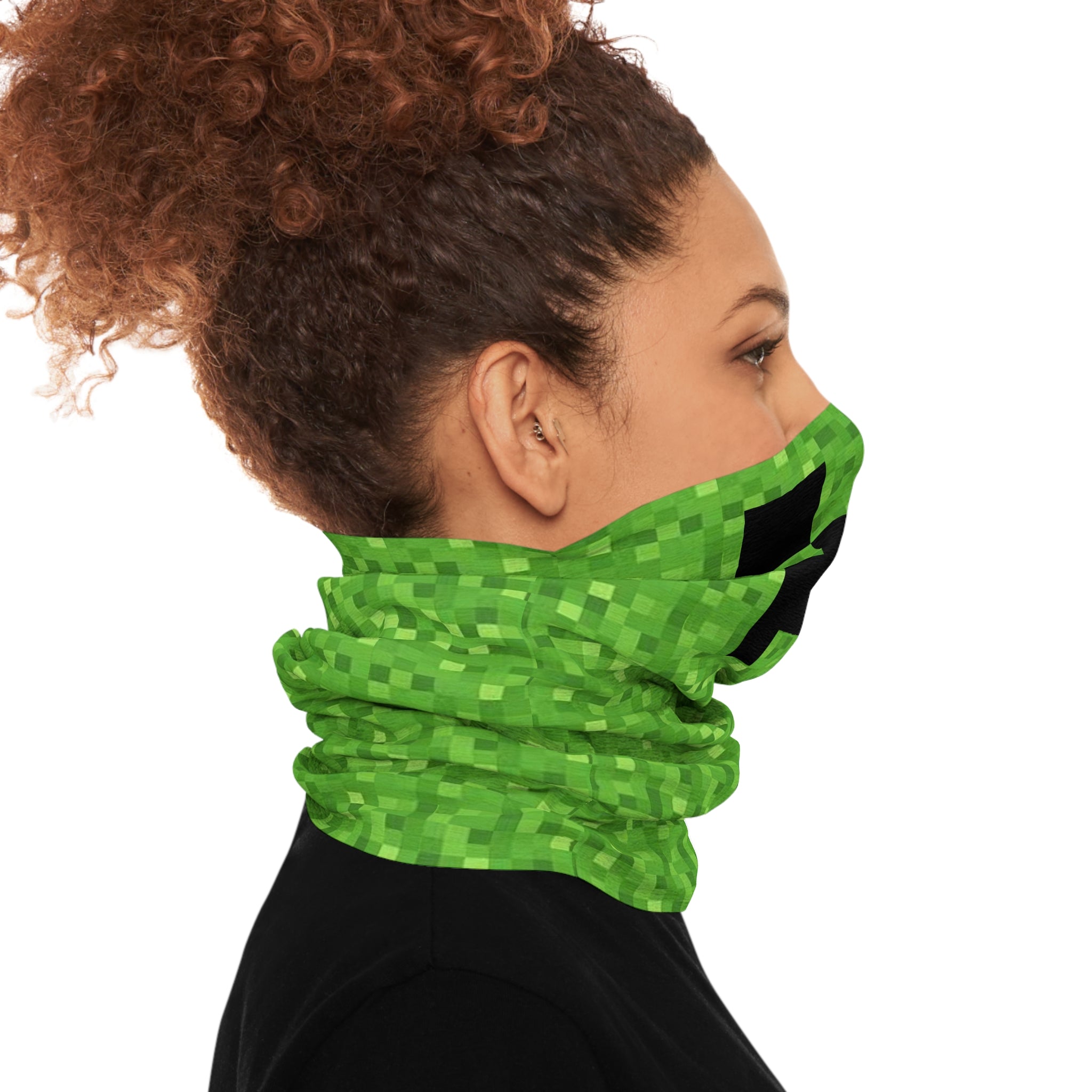 Minecraft Creeper inspired printed Tube Scarf. Perfect for Halloween
