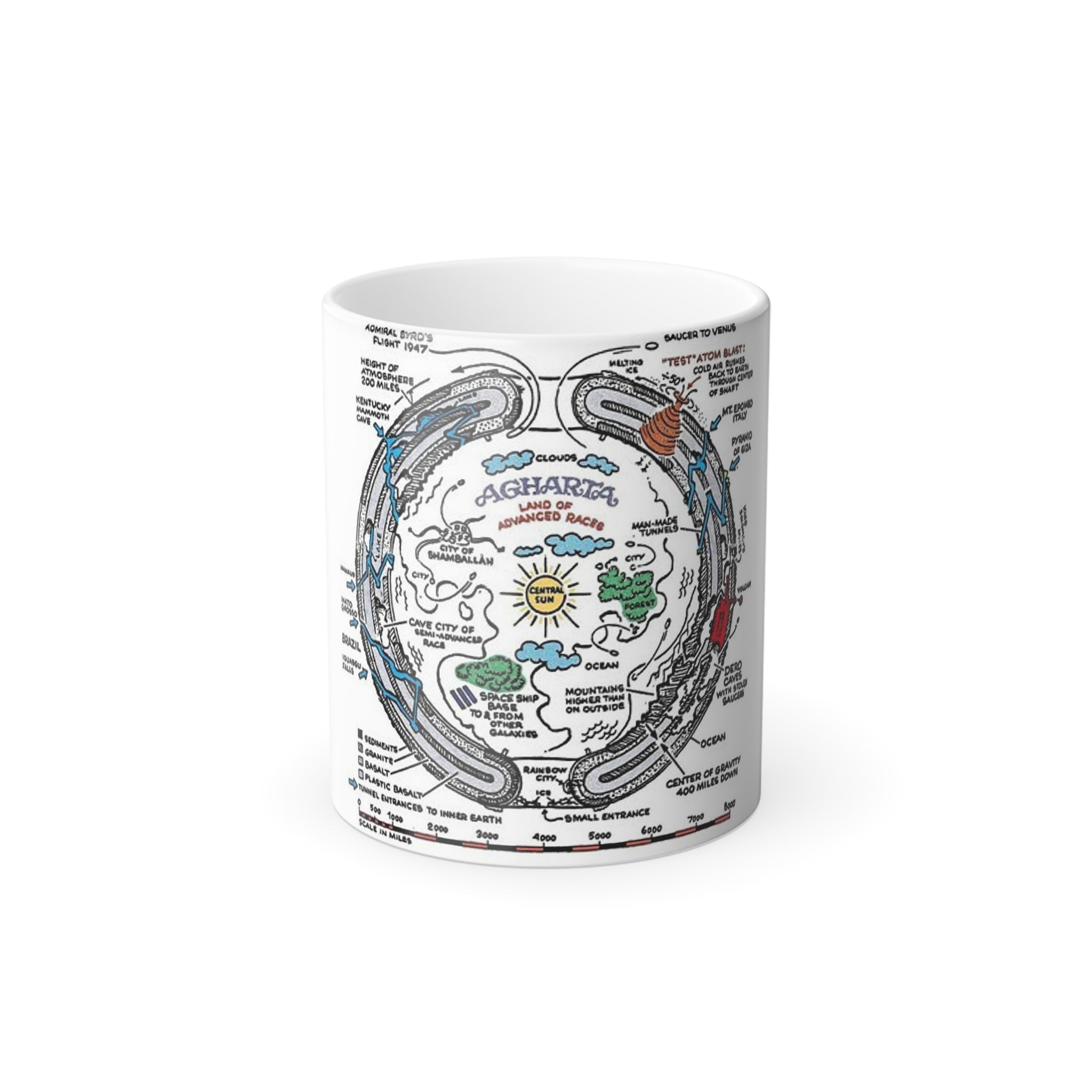 Hollow Earth Map colour Morphing Mug, 11oz