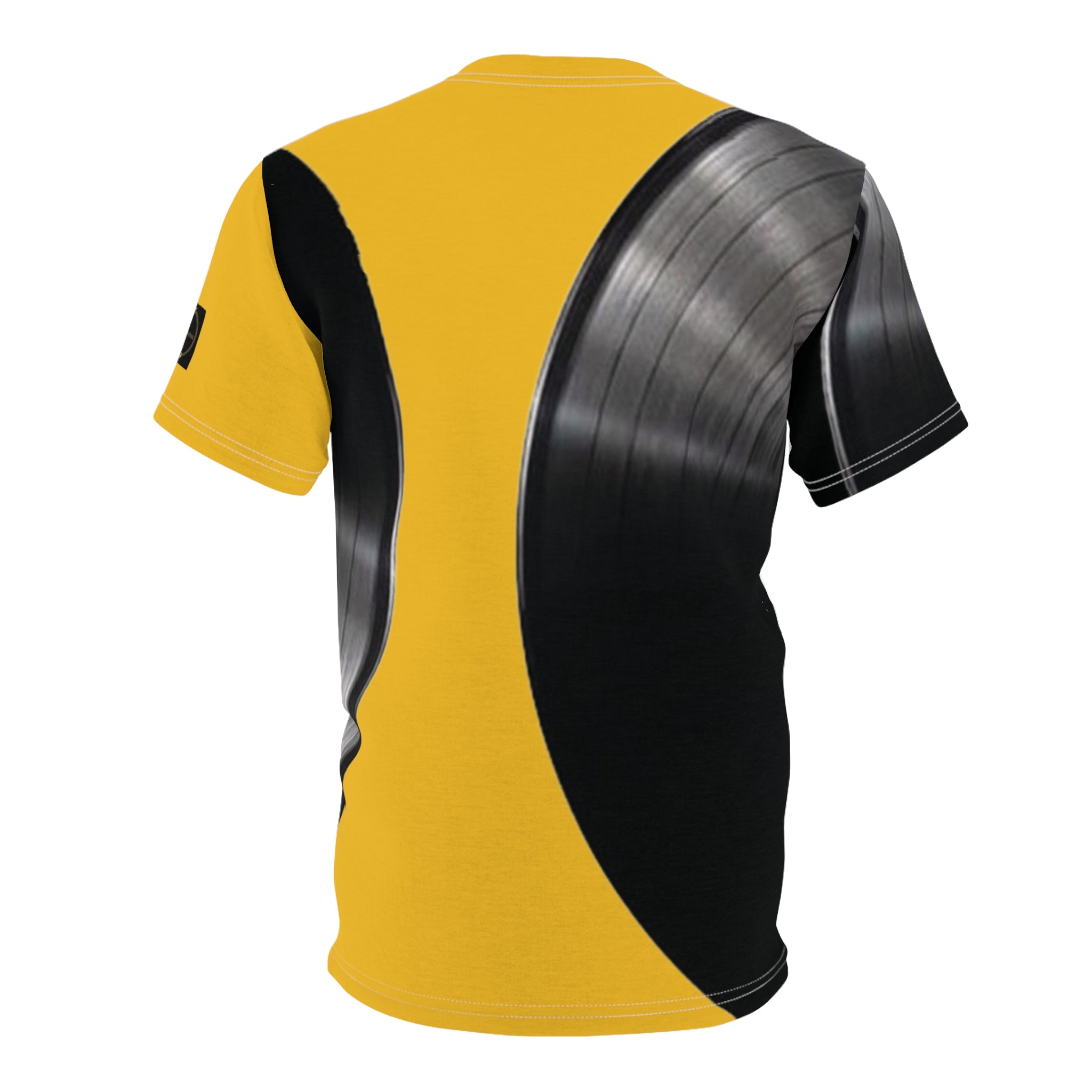 Fabled Fashion Vinyl Record design Unisex Cut & Sew Tee (AOP) Yellow