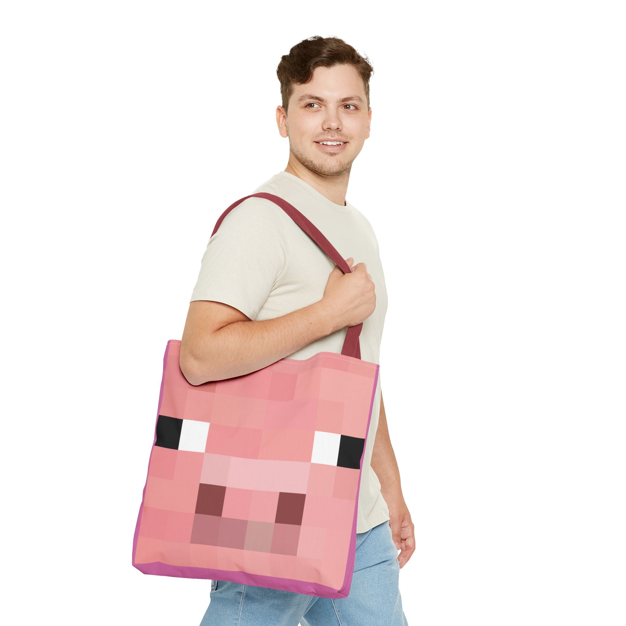 Minecraft inspired Pig Tote Bag (AOP) Perfect for  Halloween