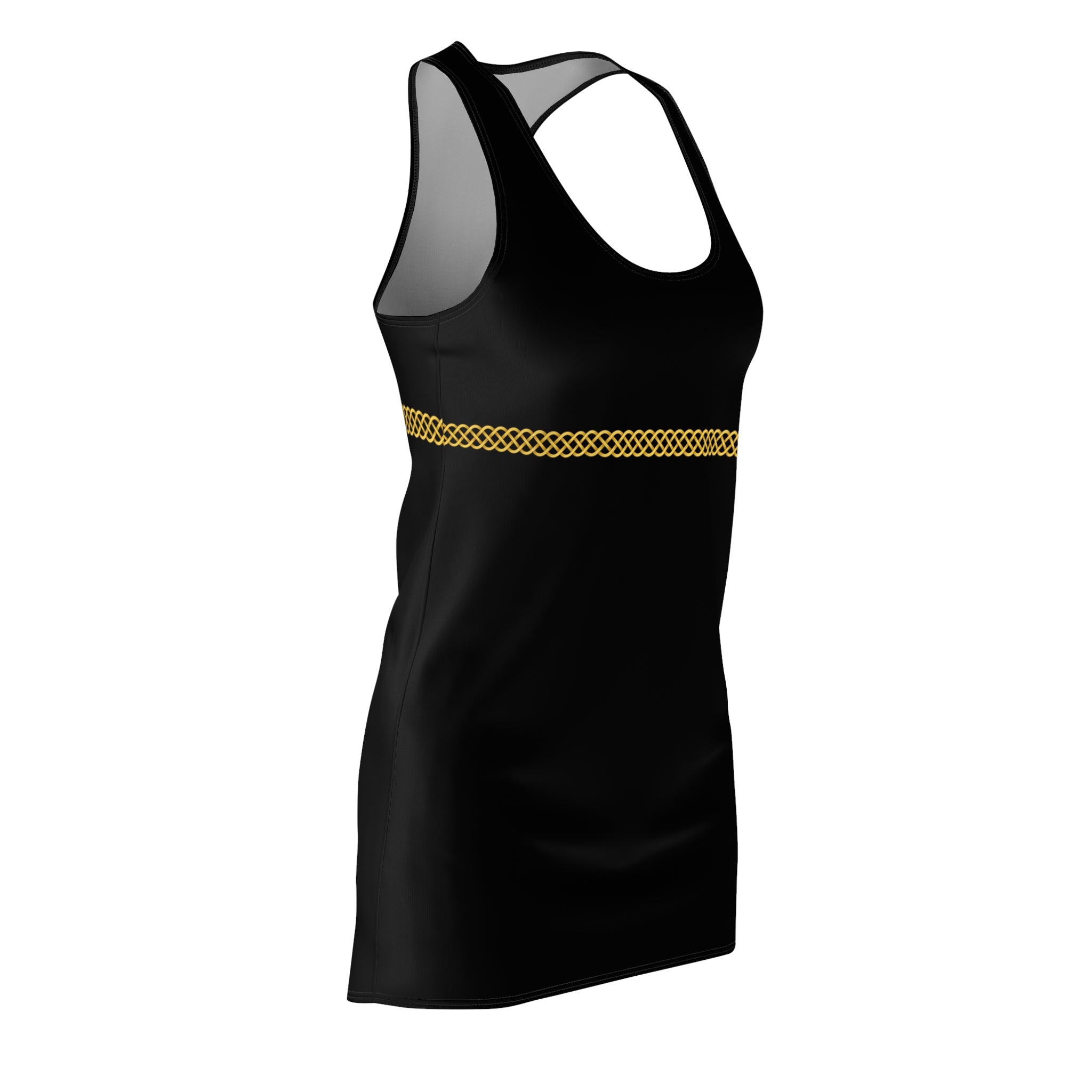Fabled Fashion Little Black Dress with Celtic Knot effect Women's Cut & Sew Racerback Dress (AOP)