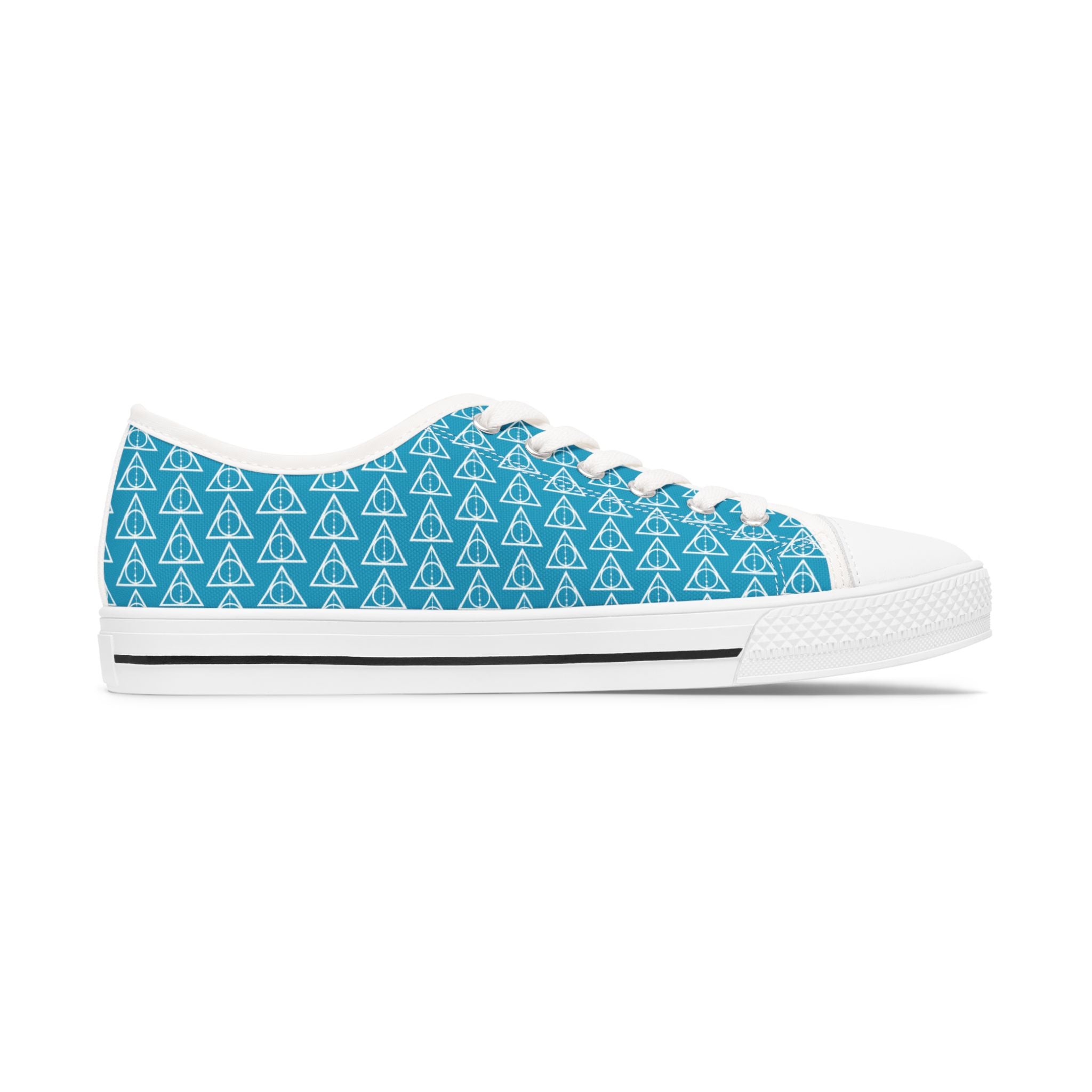 Harry Potter inspired Deathly Hallows Logo Women's Low Top Sneakers Turquoise Blue