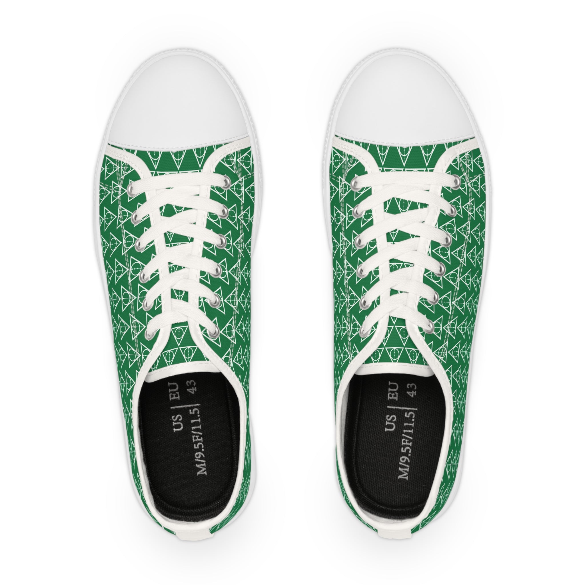 Harry Potter inspired Deathly Hallows logo Men's Low Top Sneakers Green