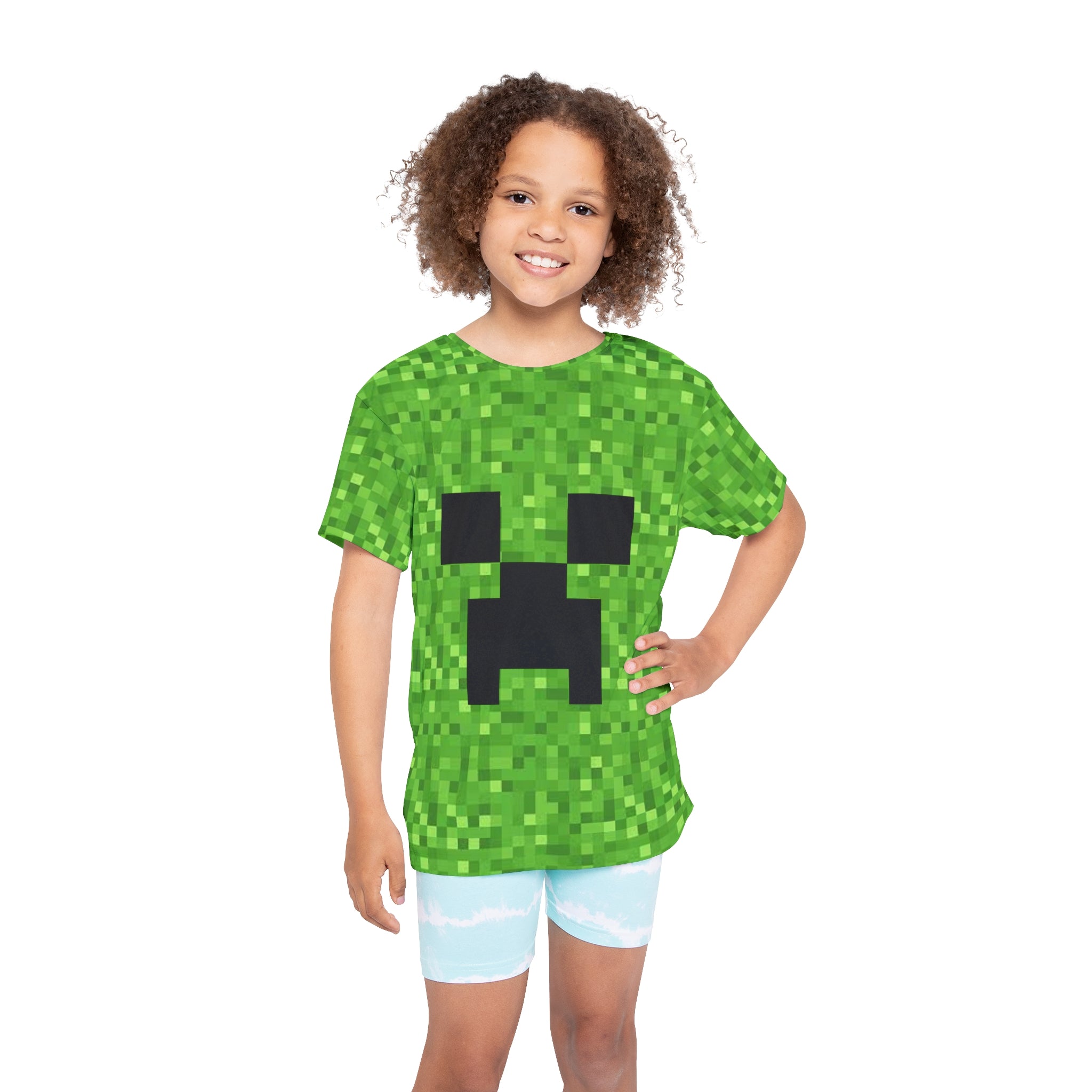 Minecraft Creeper inspired Kids Unisex Sports Jersey (AOP) perfect for Halloween