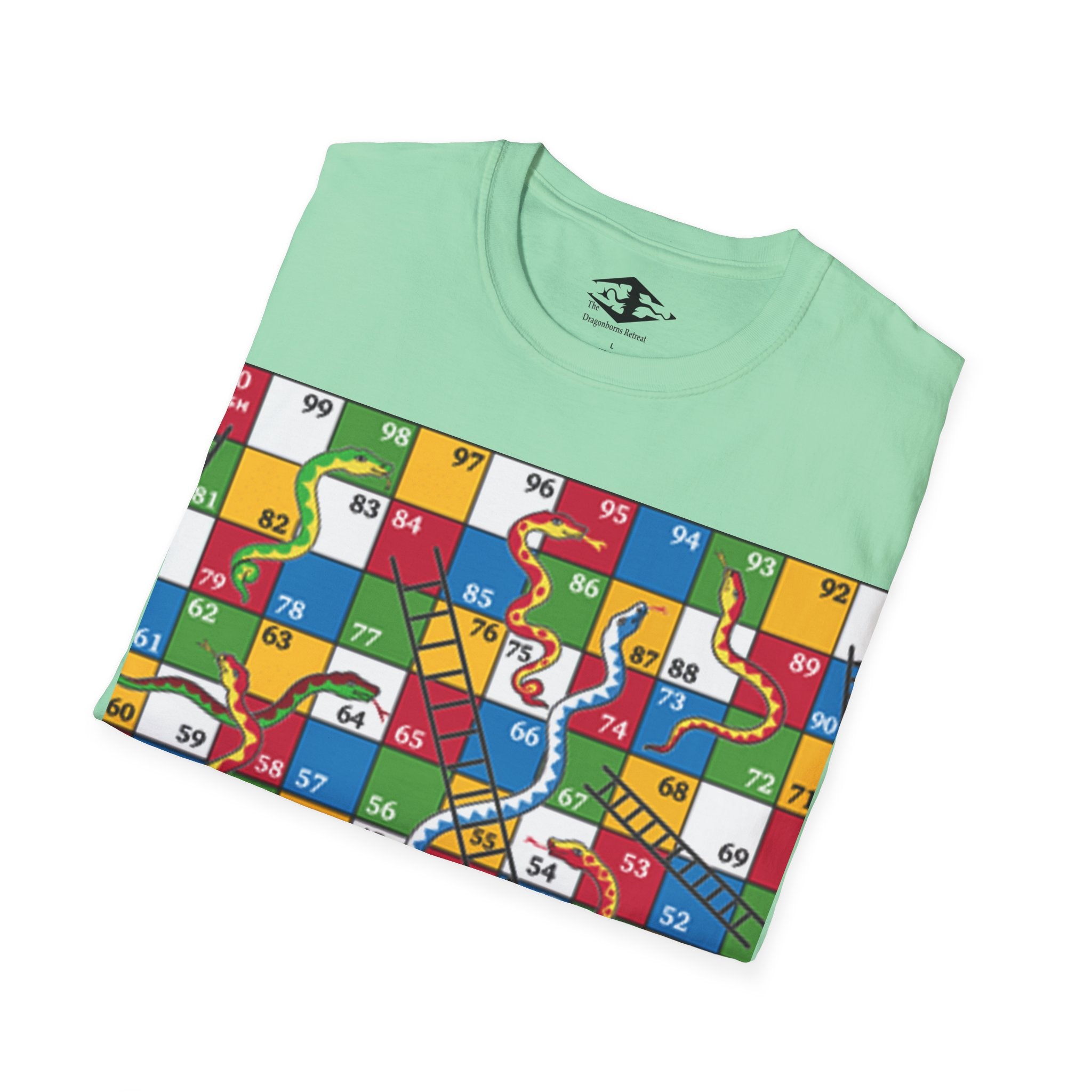 Travel Snakes and Ladders Board Unisex Softstyle T-Shirt (pieces not included)