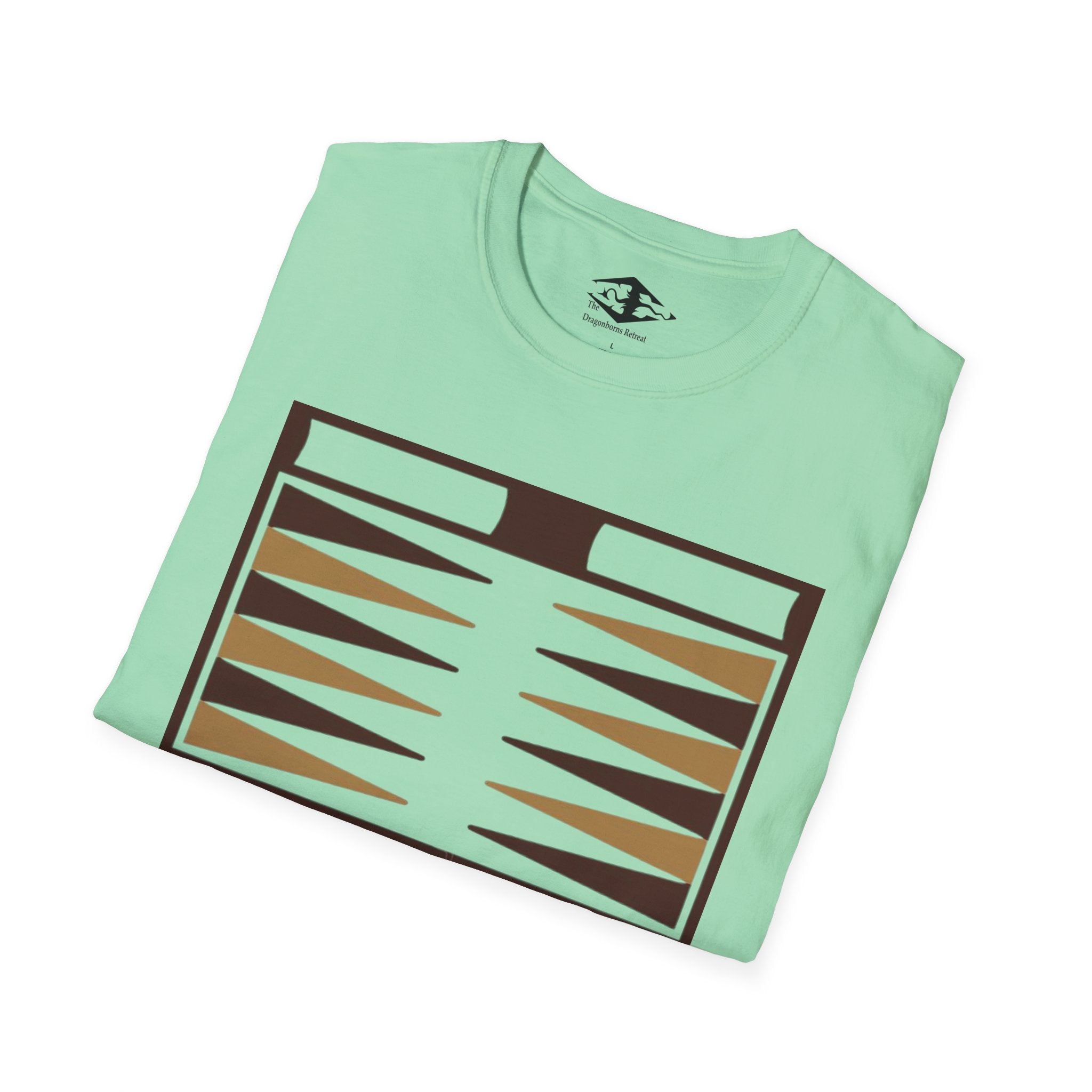 Travel Backgammon Board Unisex Softstyle T-Shirt (pieces not included)