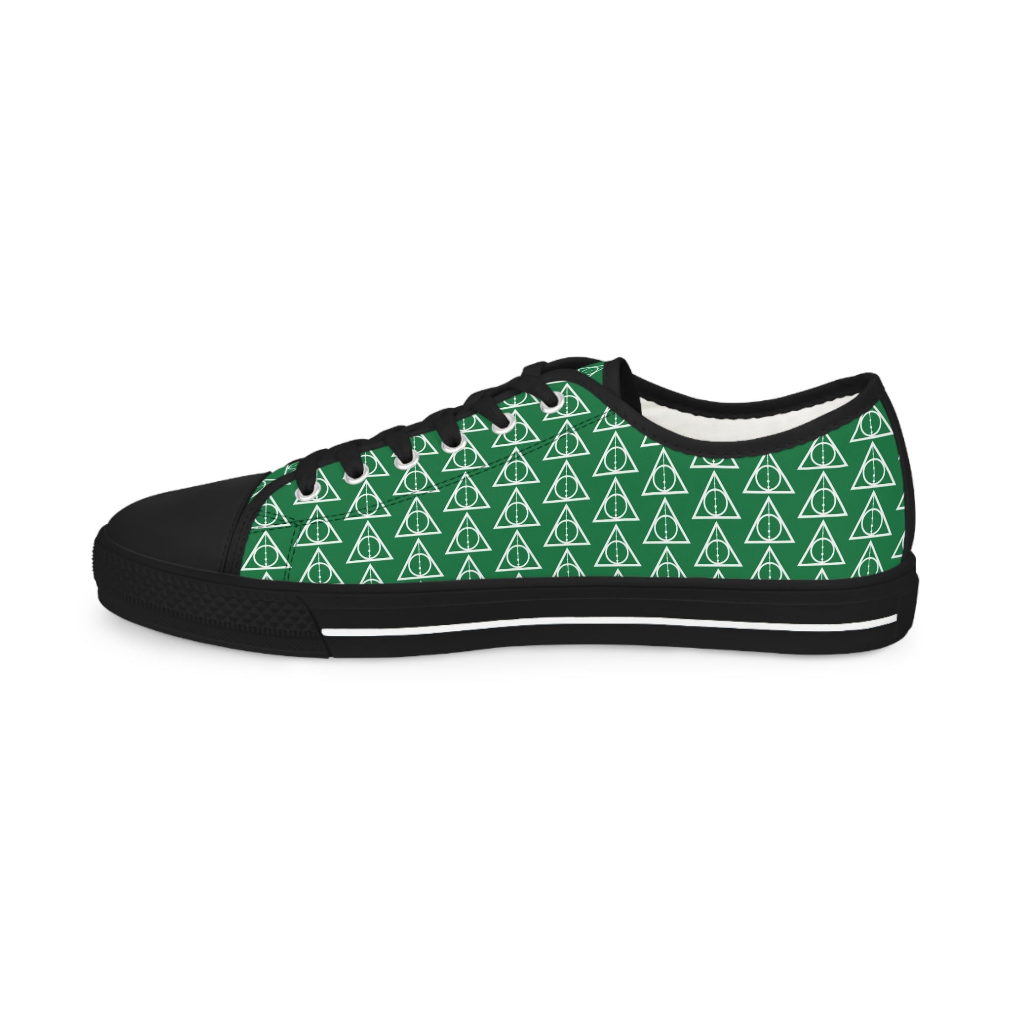 Harry Potter inspired Deathly Hallows logo Men's Low Top Sneakers Green
