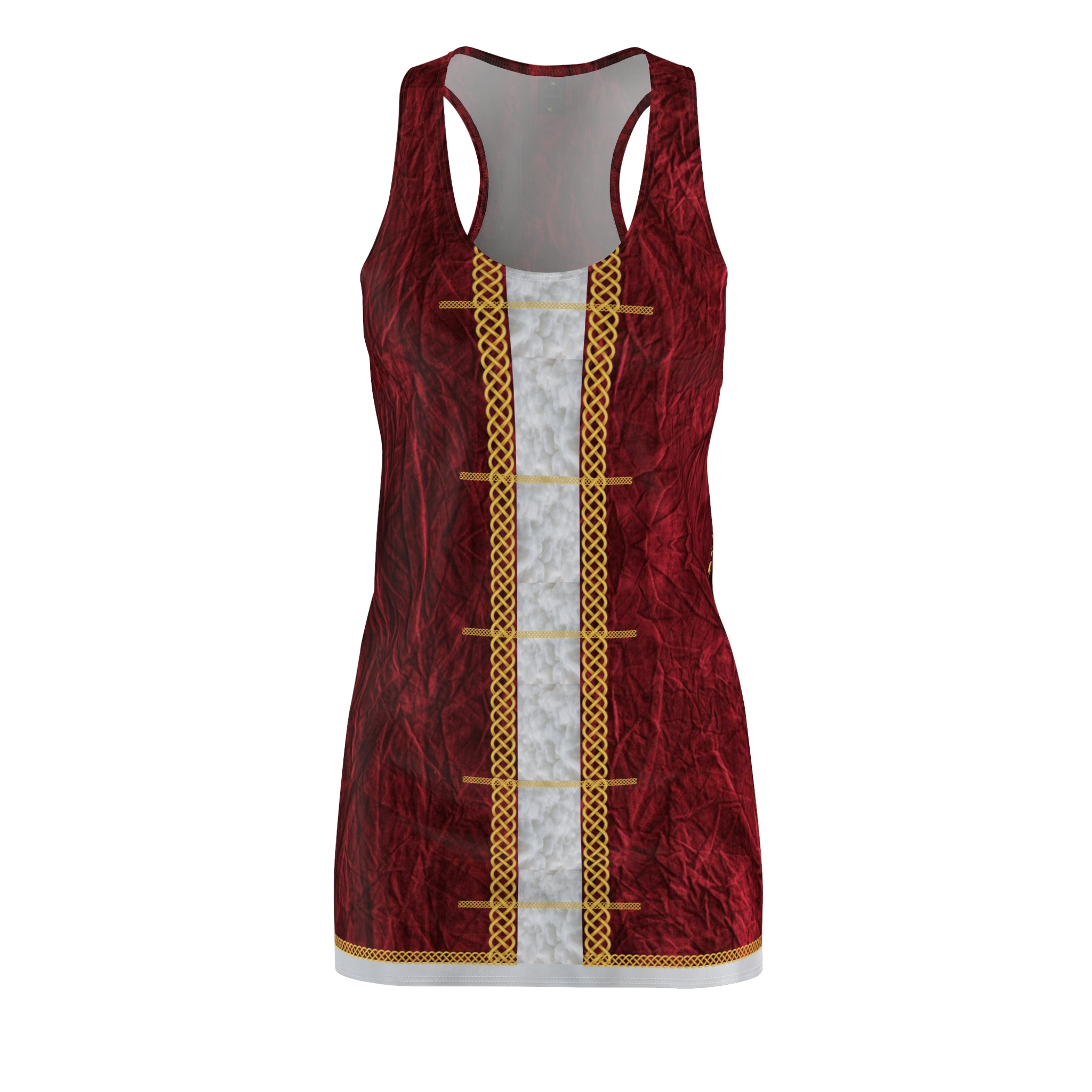 Fabled Fashion Mrs Claus Christmas Celtic Women's Cut & Sew Racerback Dress (AOP)