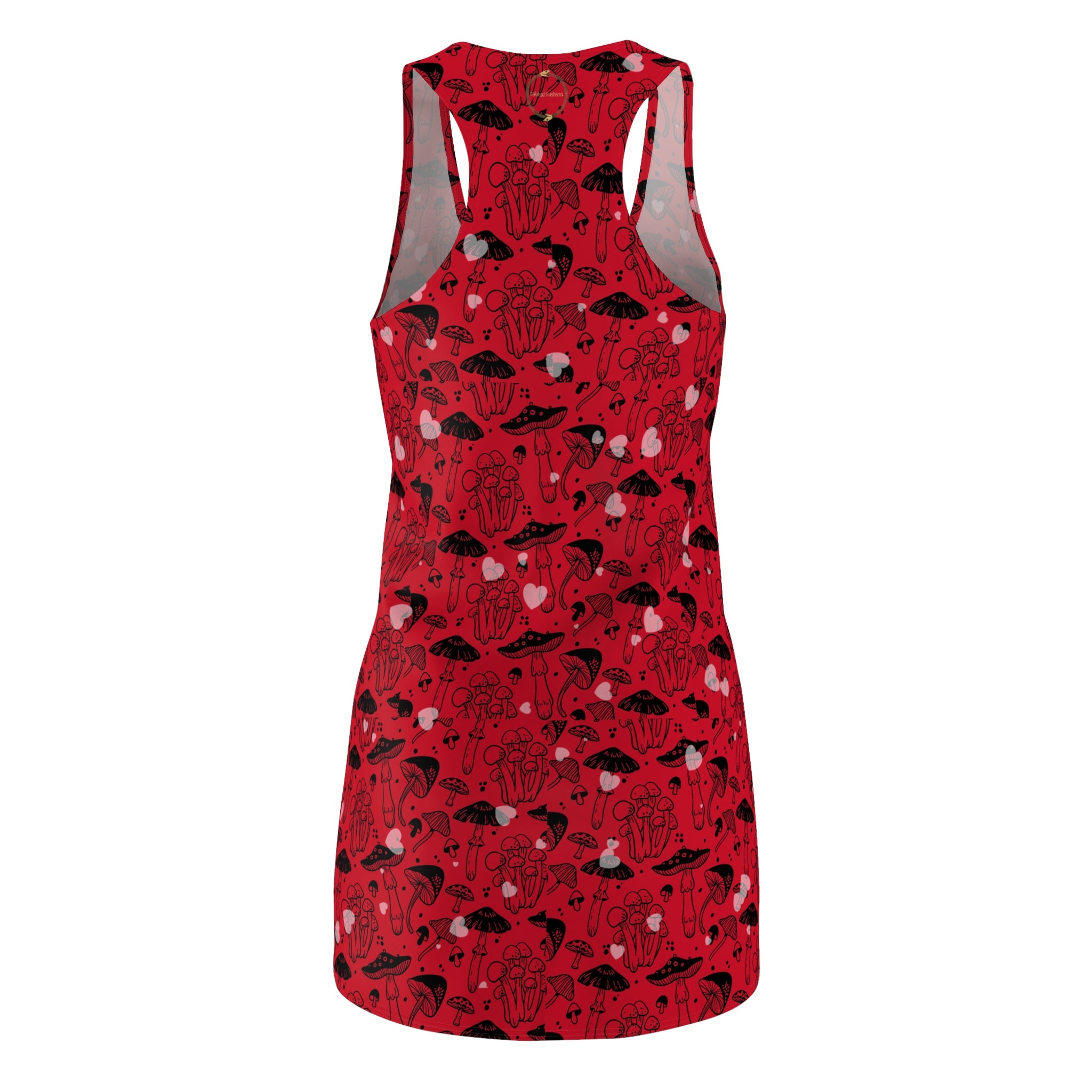 Fabled Fashion Red Toadstool effect with mushroom print Women's Cut & Sew Racerback Dress (AOP)