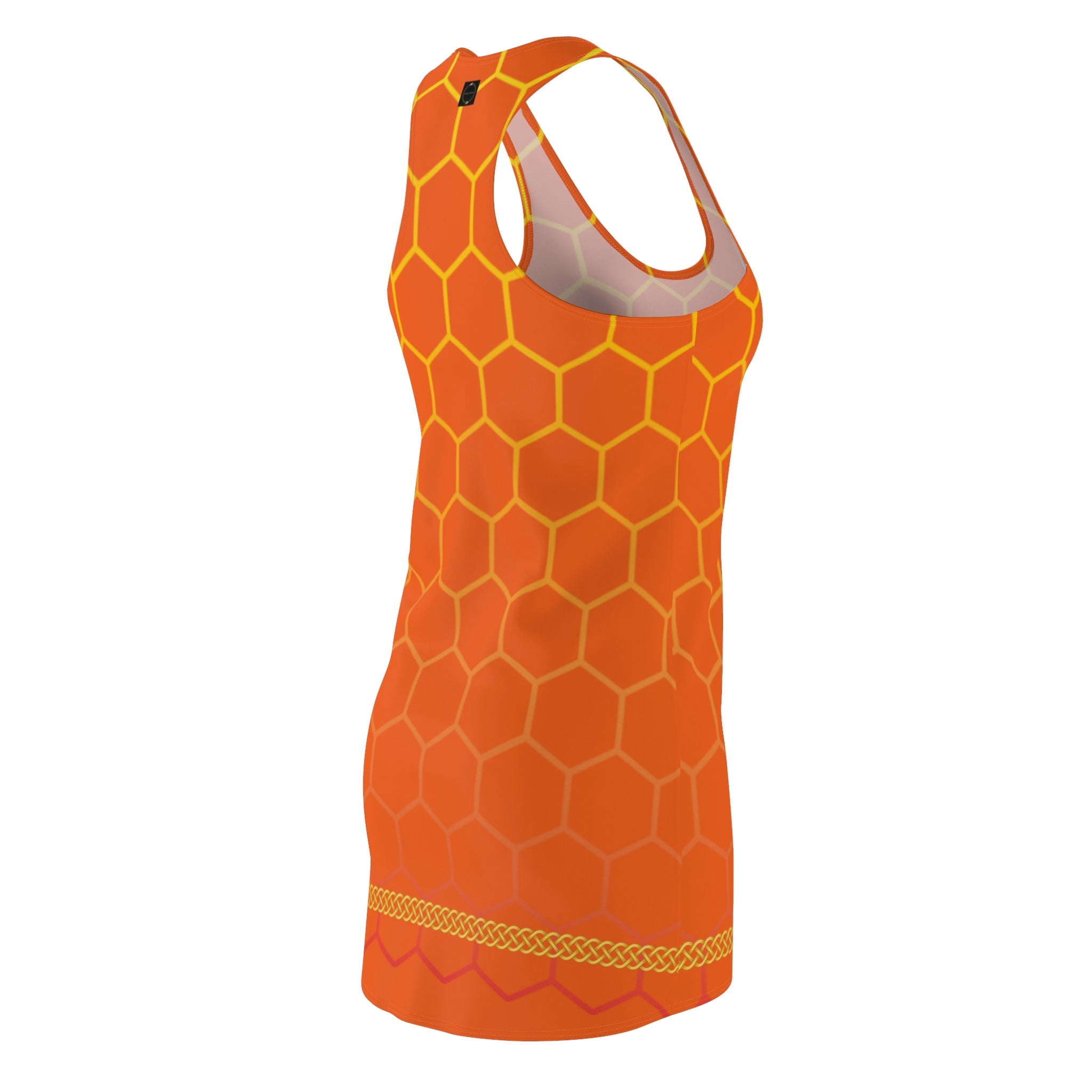 Fabled Fashion Orange Honeycomb with Celtic Knot Women's Cut & Sew Racerback Dress (AOP)