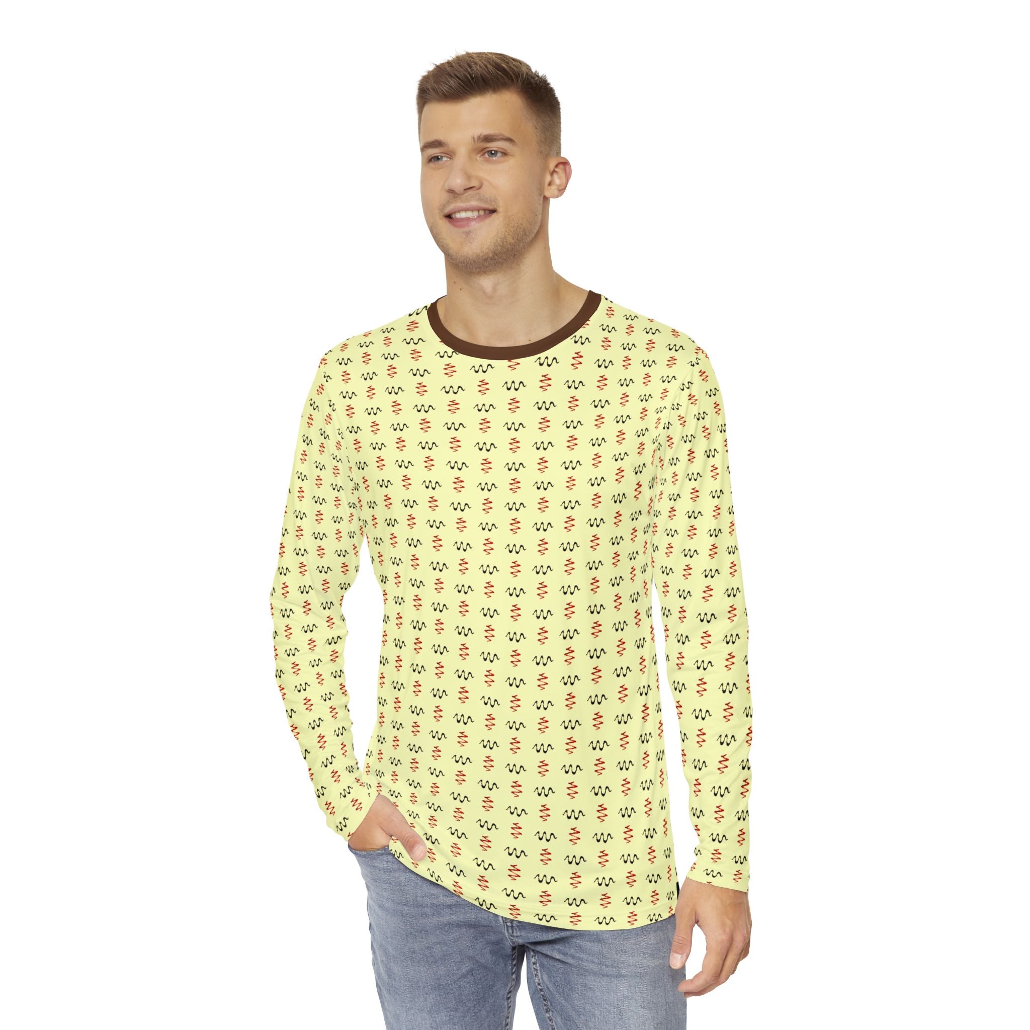 Fabled Fashion Electromagnetic wave pattern- Doc Emmett Brown in 1955 Back to the future inspired Men's Long sleeve Shirt