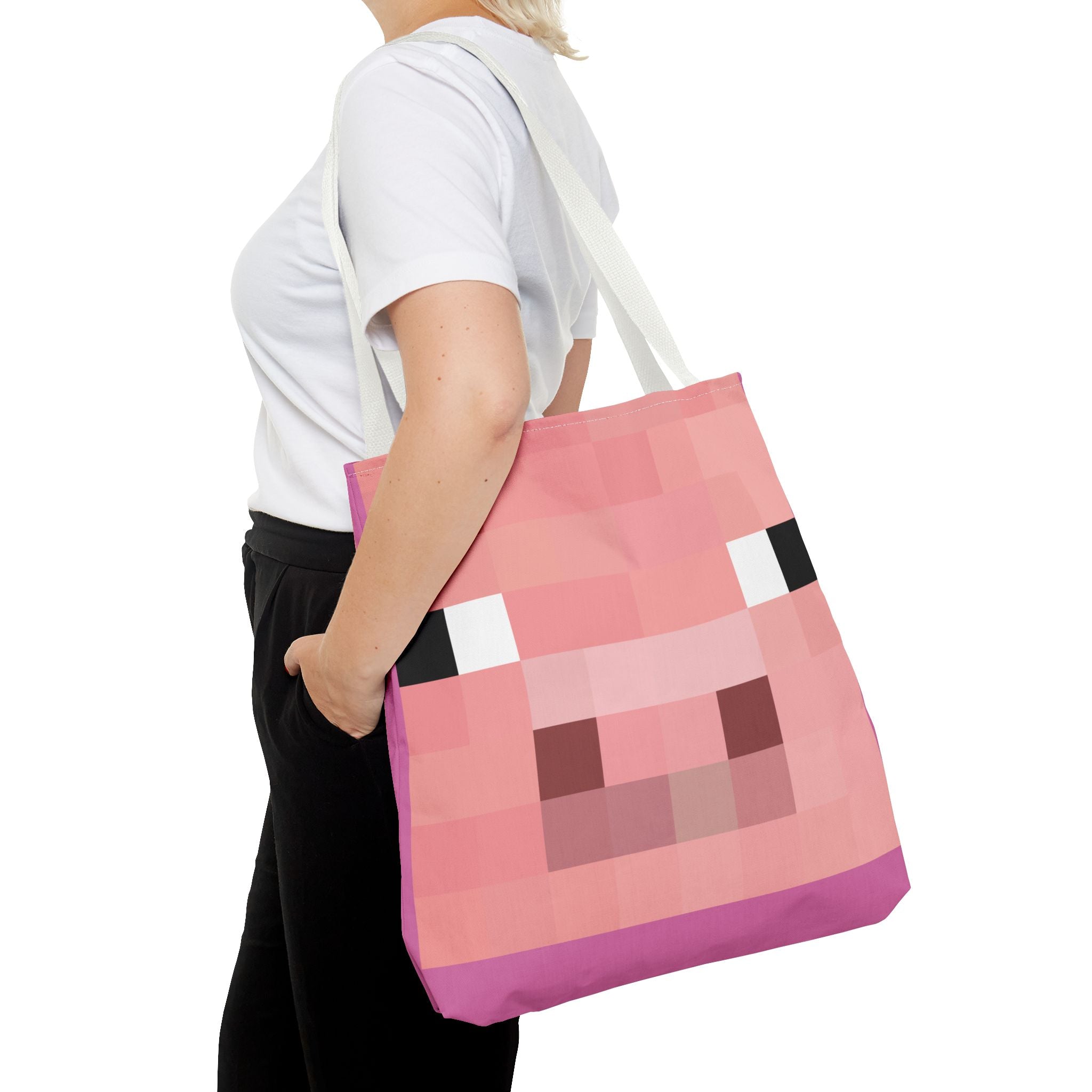 Minecraft inspired Pig Tote Bag (AOP) Perfect for  Halloween