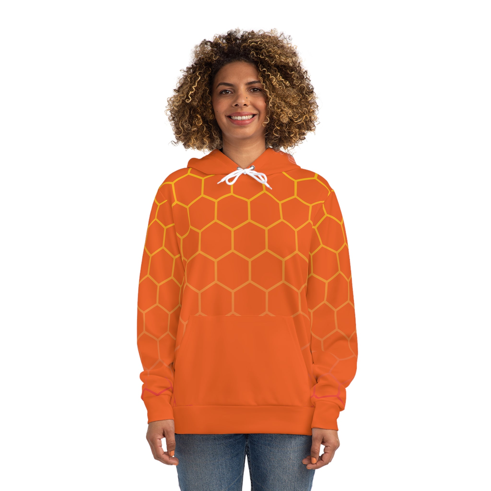 Orange Honeycomb Fashion Hoodie from Fabled Fashion