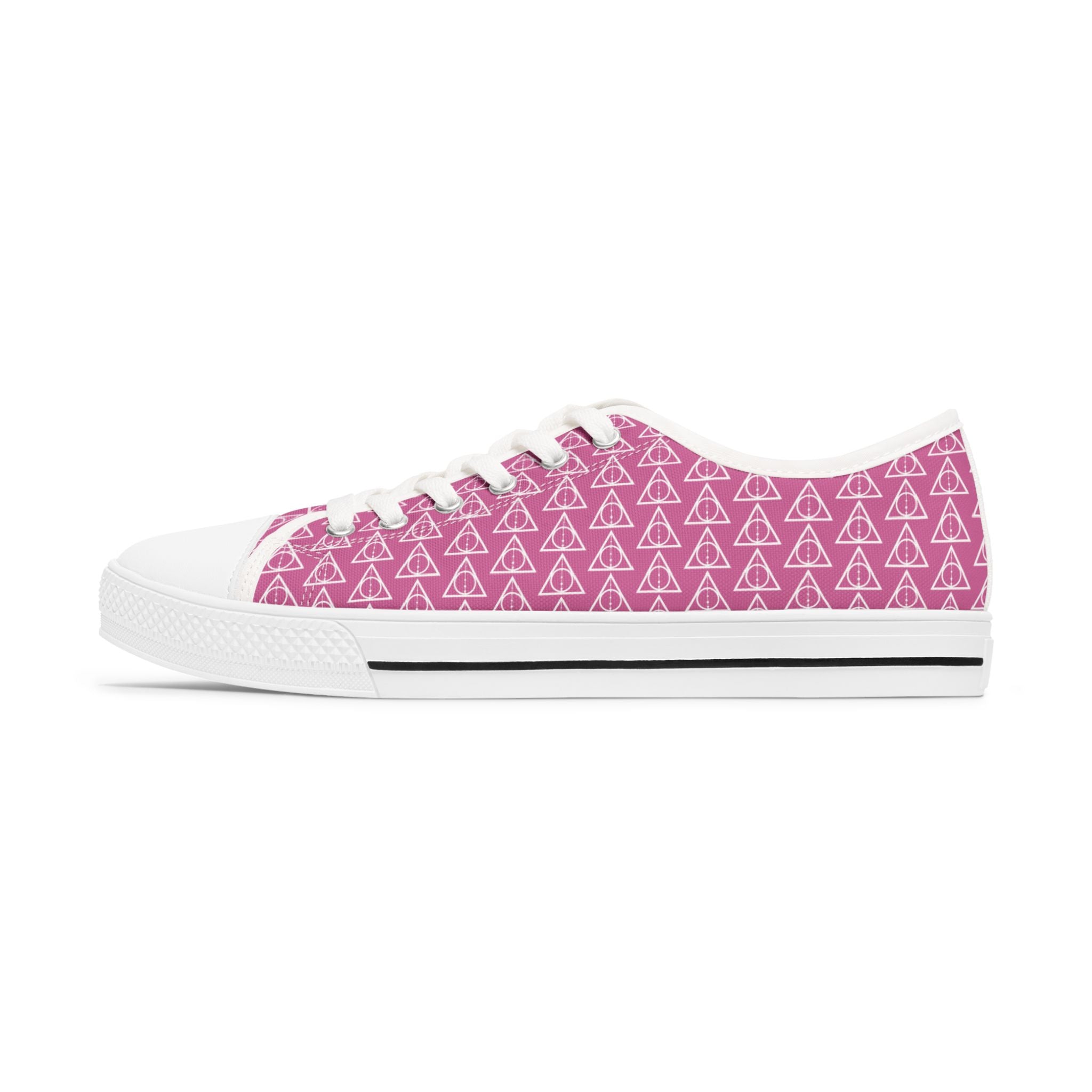 Harry Potter inspired Deathly Hallows Logo Women's Low Top Sneakers Light Pink