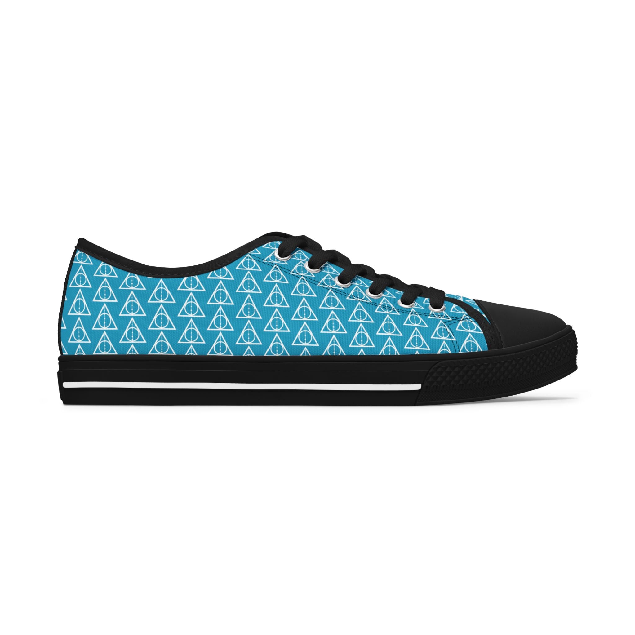 Harry Potter inspired Deathly Hallows Logo Women's Low Top Sneakers Turquoise Blue