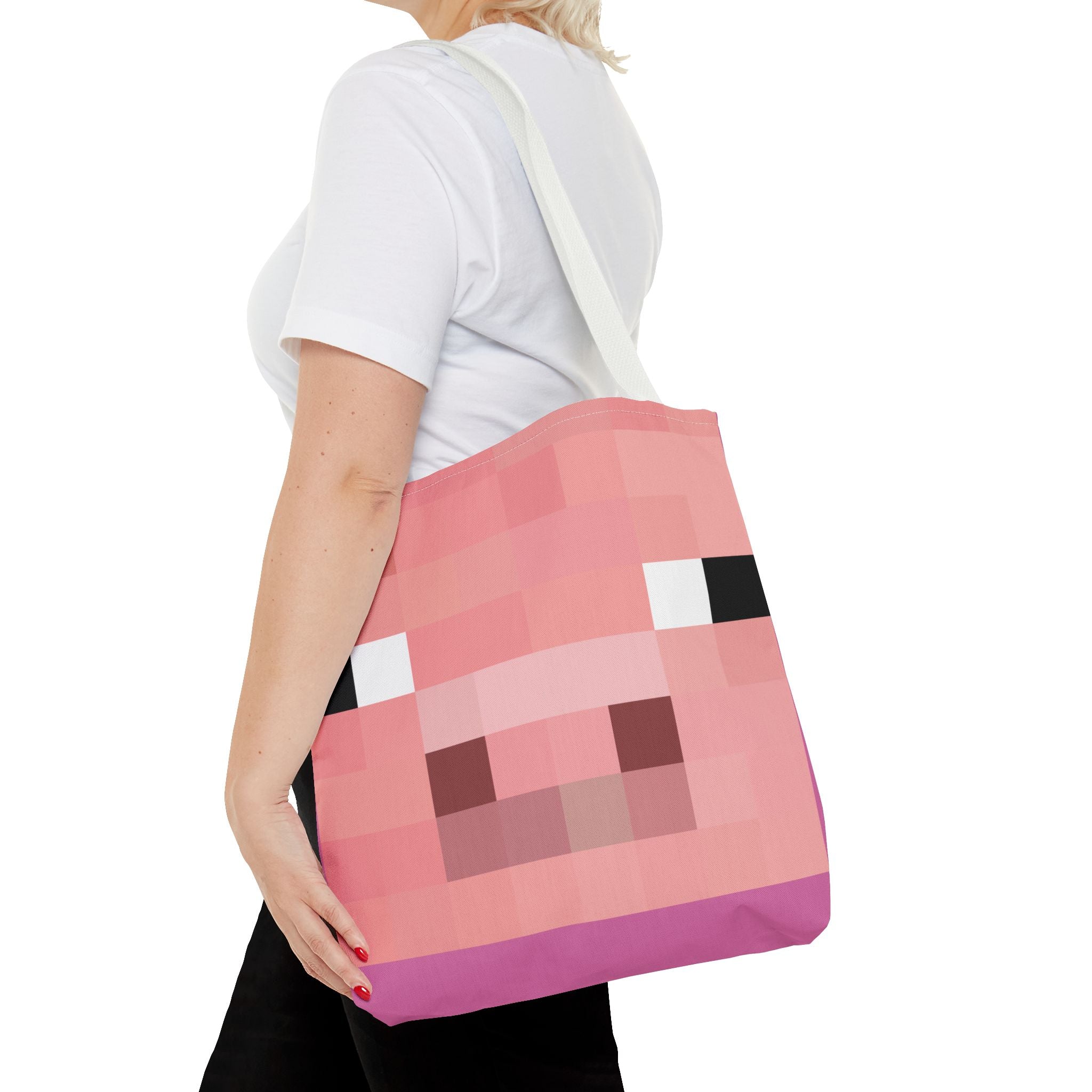 Minecraft inspired Pig Tote Bag (AOP) Perfect for  Halloween