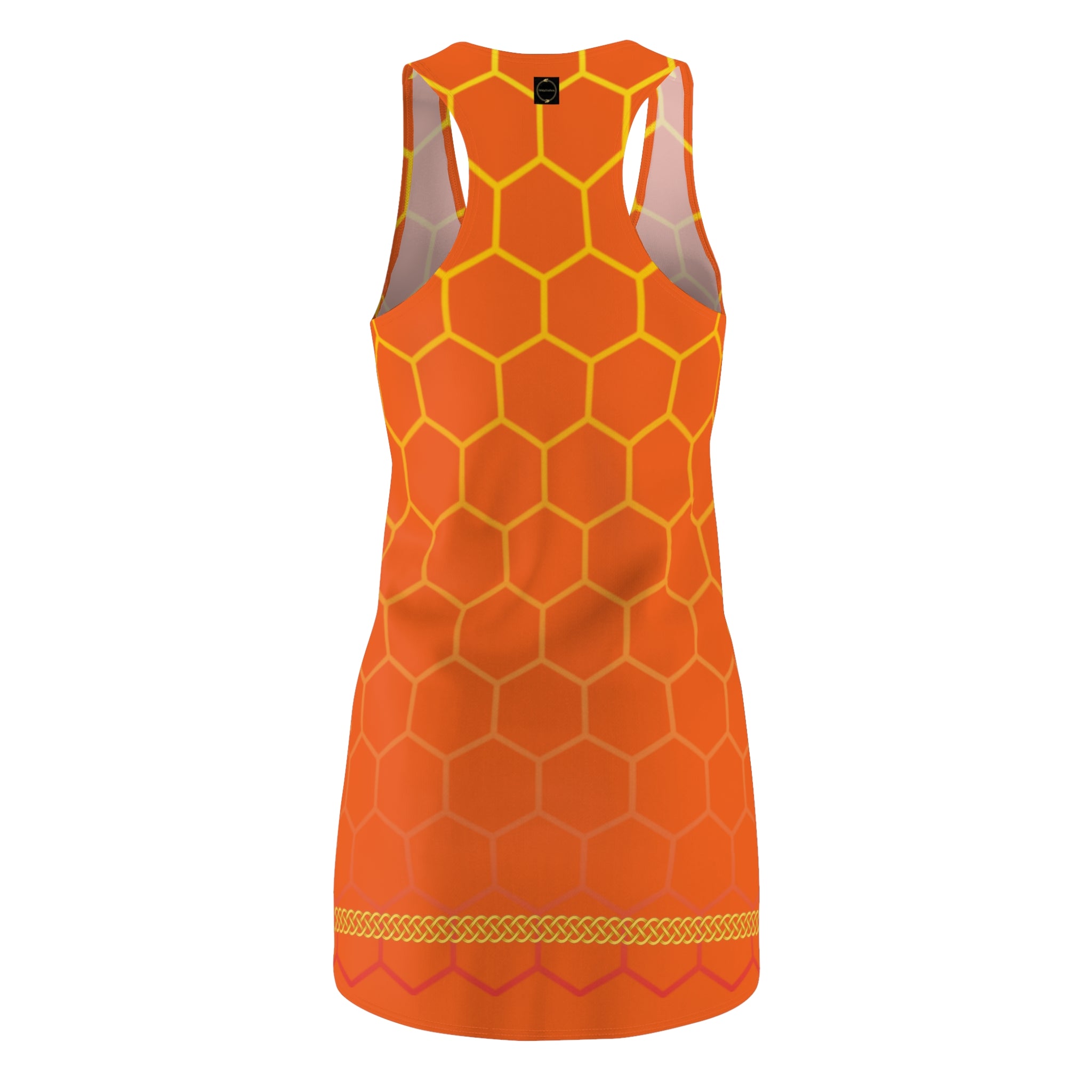 Fabled Fashion Orange Honeycomb with Celtic Knot Women's Cut & Sew Racerback Dress (AOP)