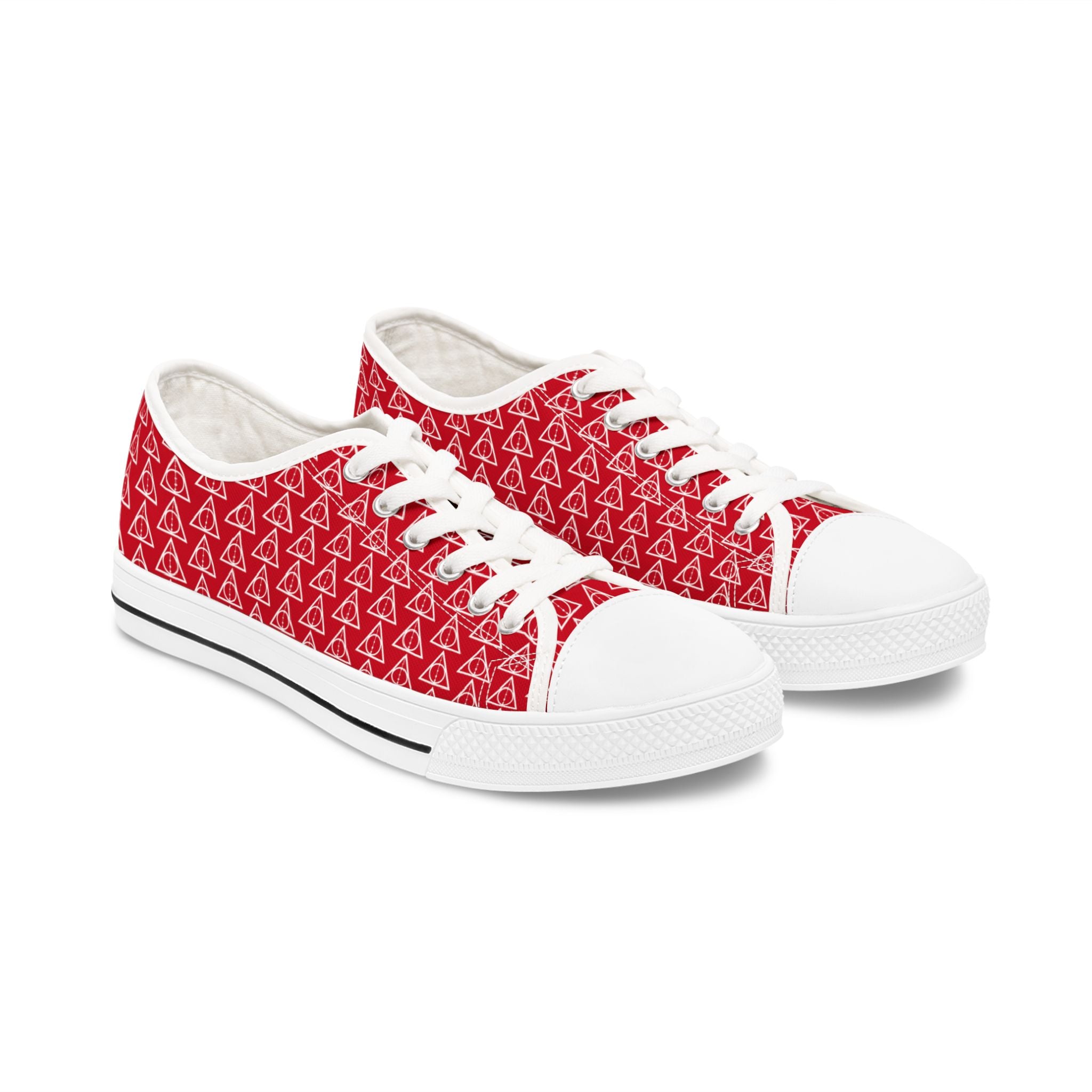 Harry Potter inspired Deathly Hallows Logo Women's Low Top Sneakers Red
