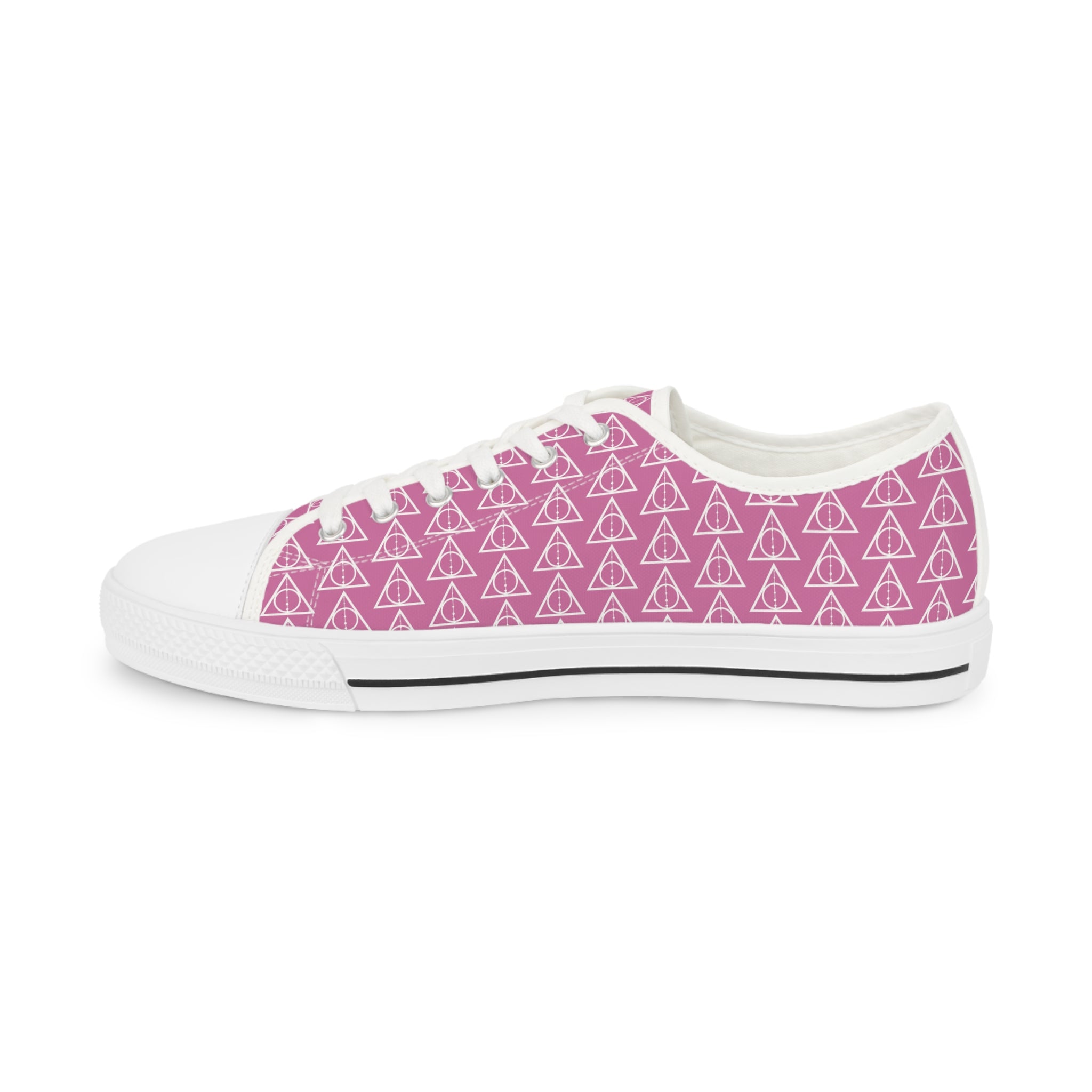 Harry Potter inspired Deathly Hallows logo Men's Low Top Sneakers Light Pink