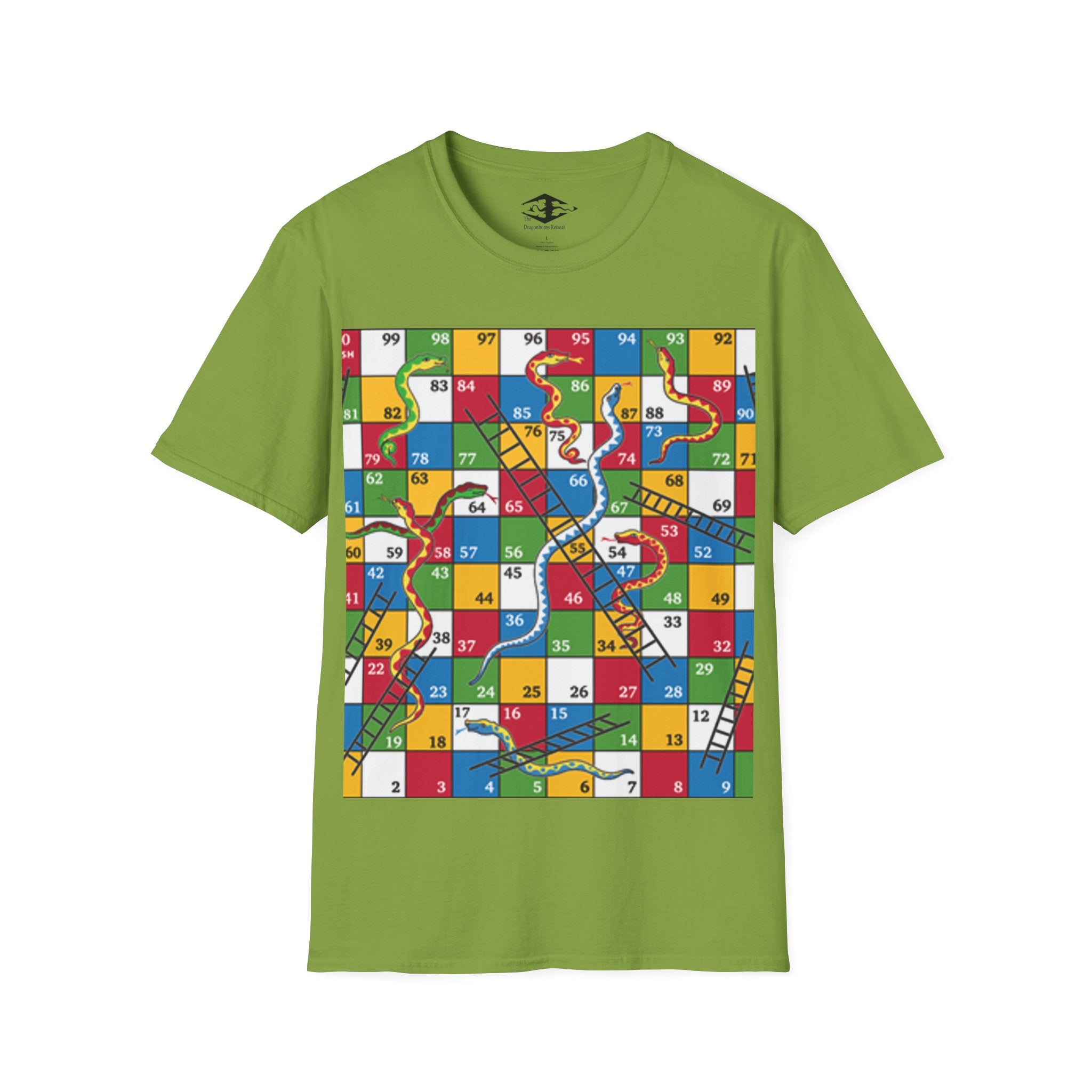 Travel Snakes and Ladders Board Unisex Softstyle T-Shirt (pieces not included)