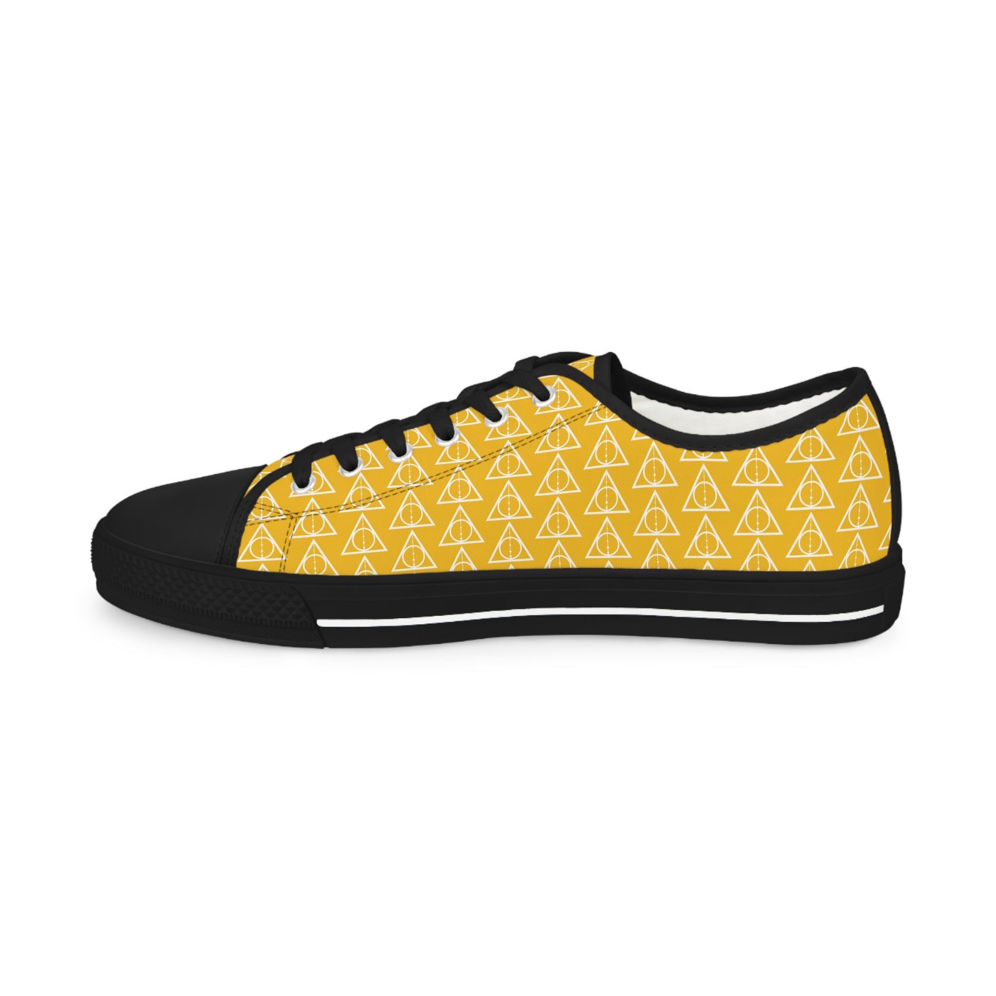 Harry Potter inspired Deathly Hallows logo Men's Low Top Sneakers Navy Blue