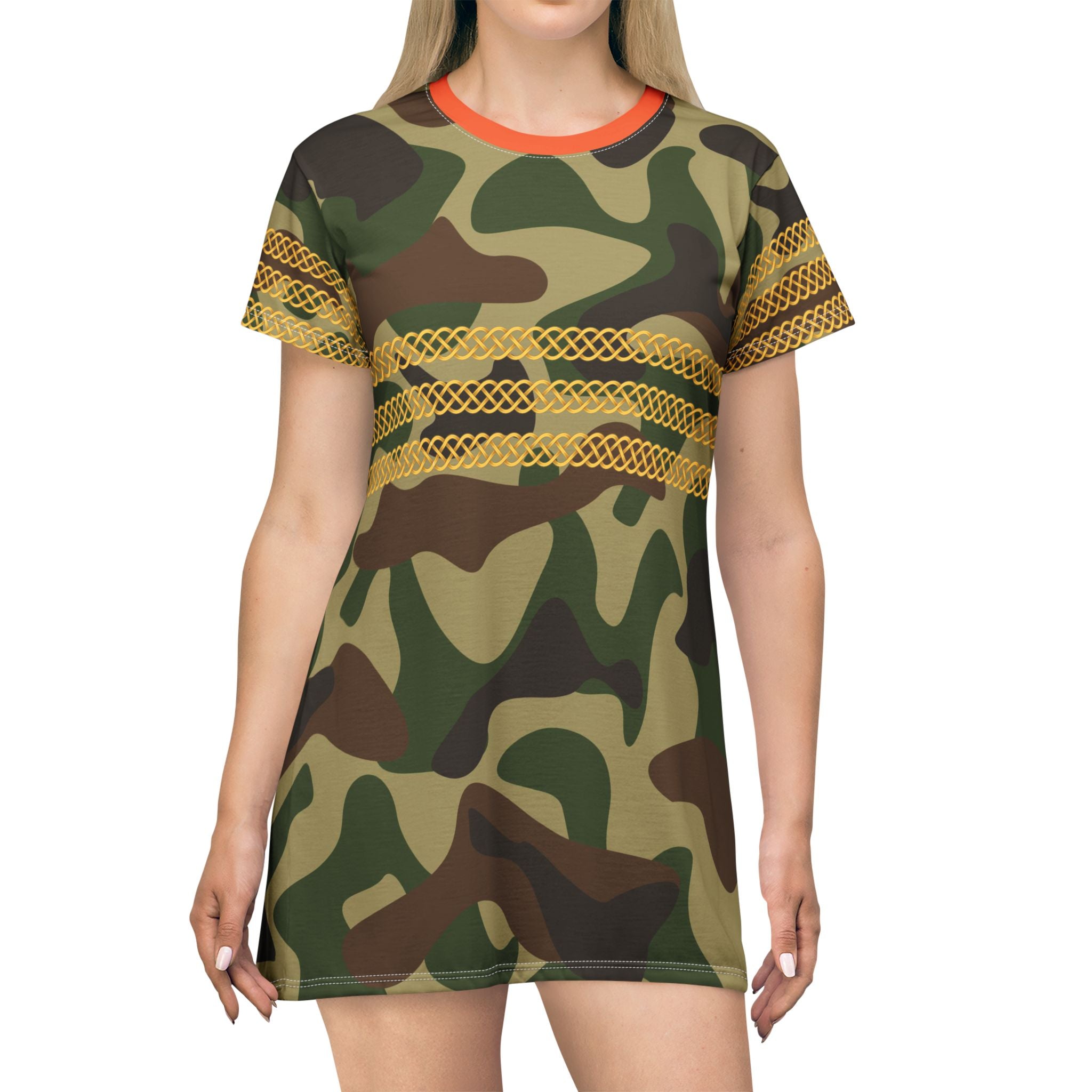 Fabled Fashion Camo effect Celtic Knot Medieval Fashions All Over Print Spring/Summer T-Shirt Dress