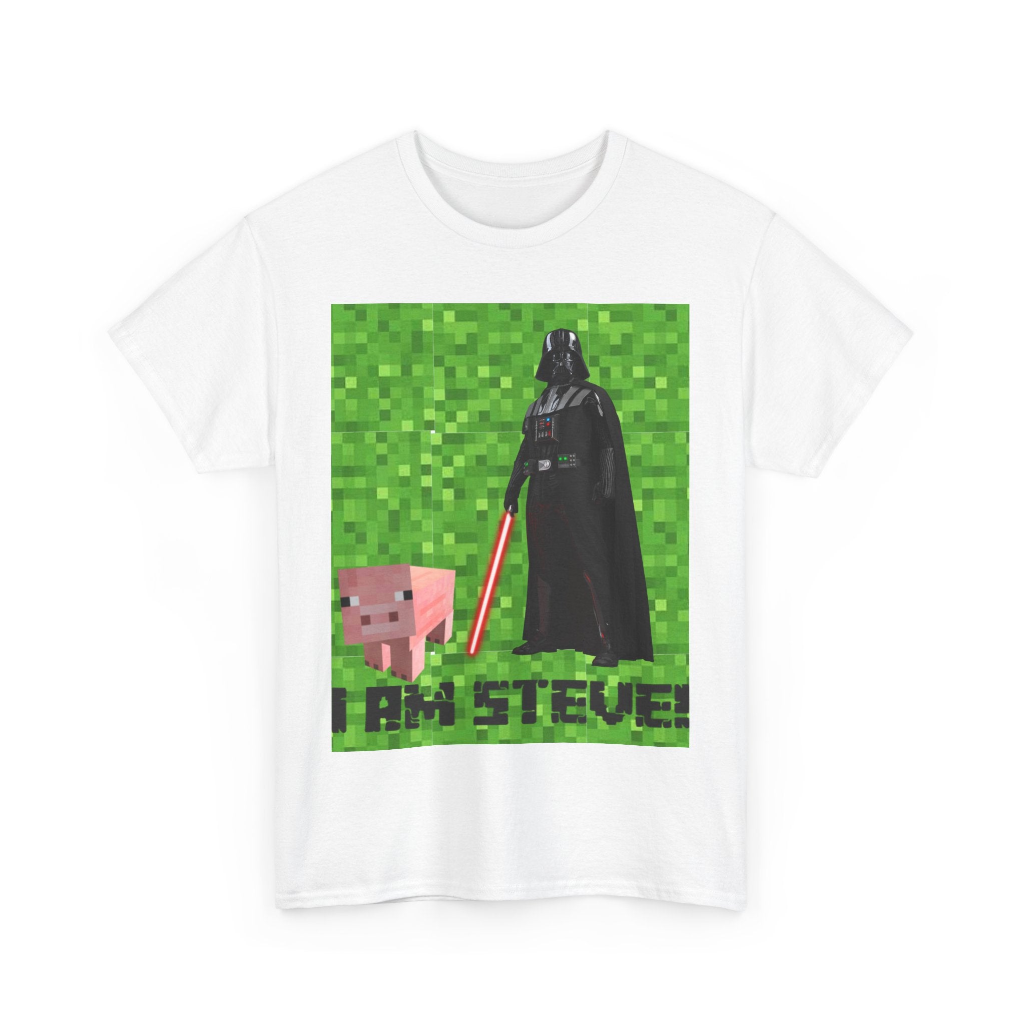 Minecraft inspired mock Fan art 'I am Steve!' Unisex Heavy Cotton Tee
