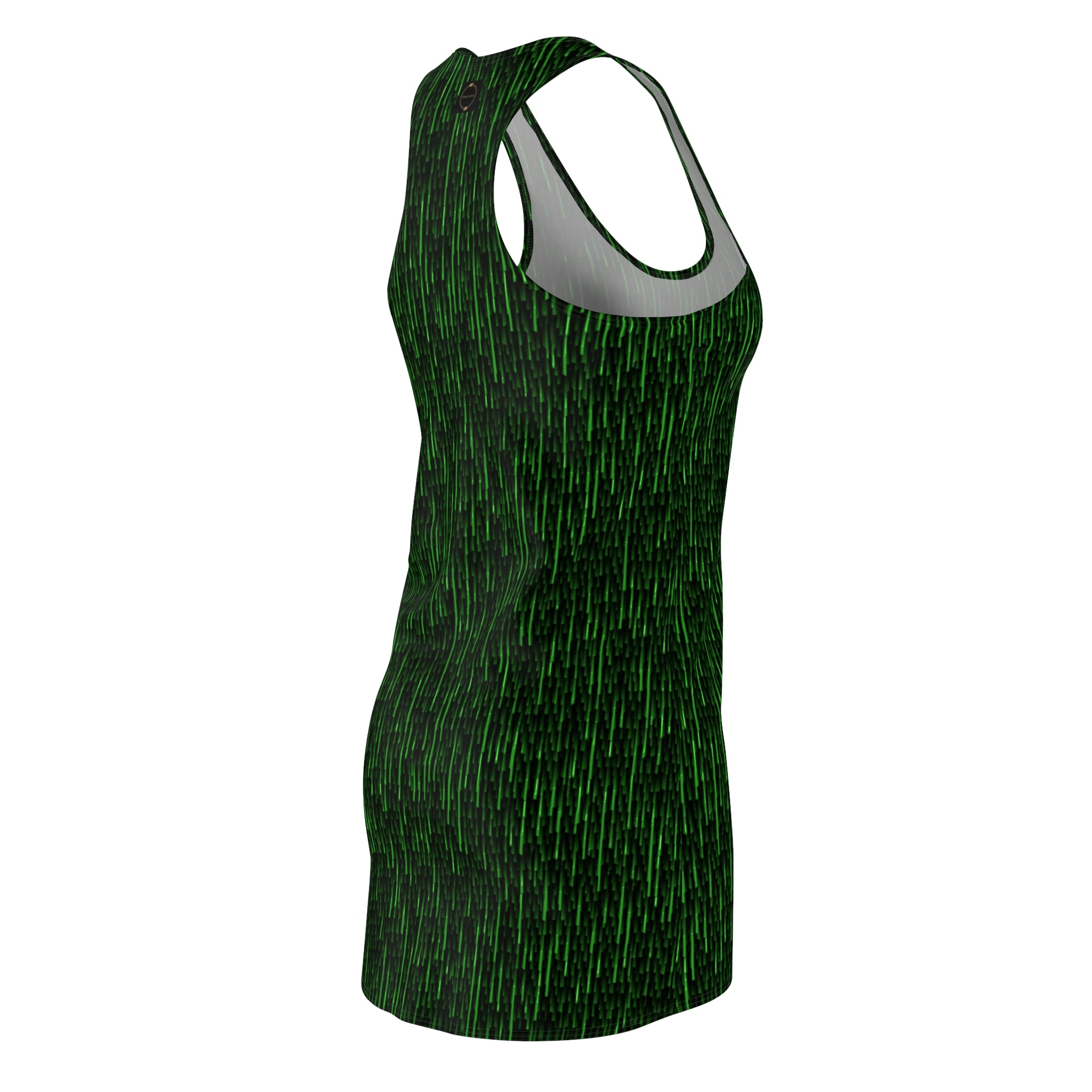Fabled Fashion Black and green Matrix Code Women's Cut & Sew Racerback Dress (AOP)