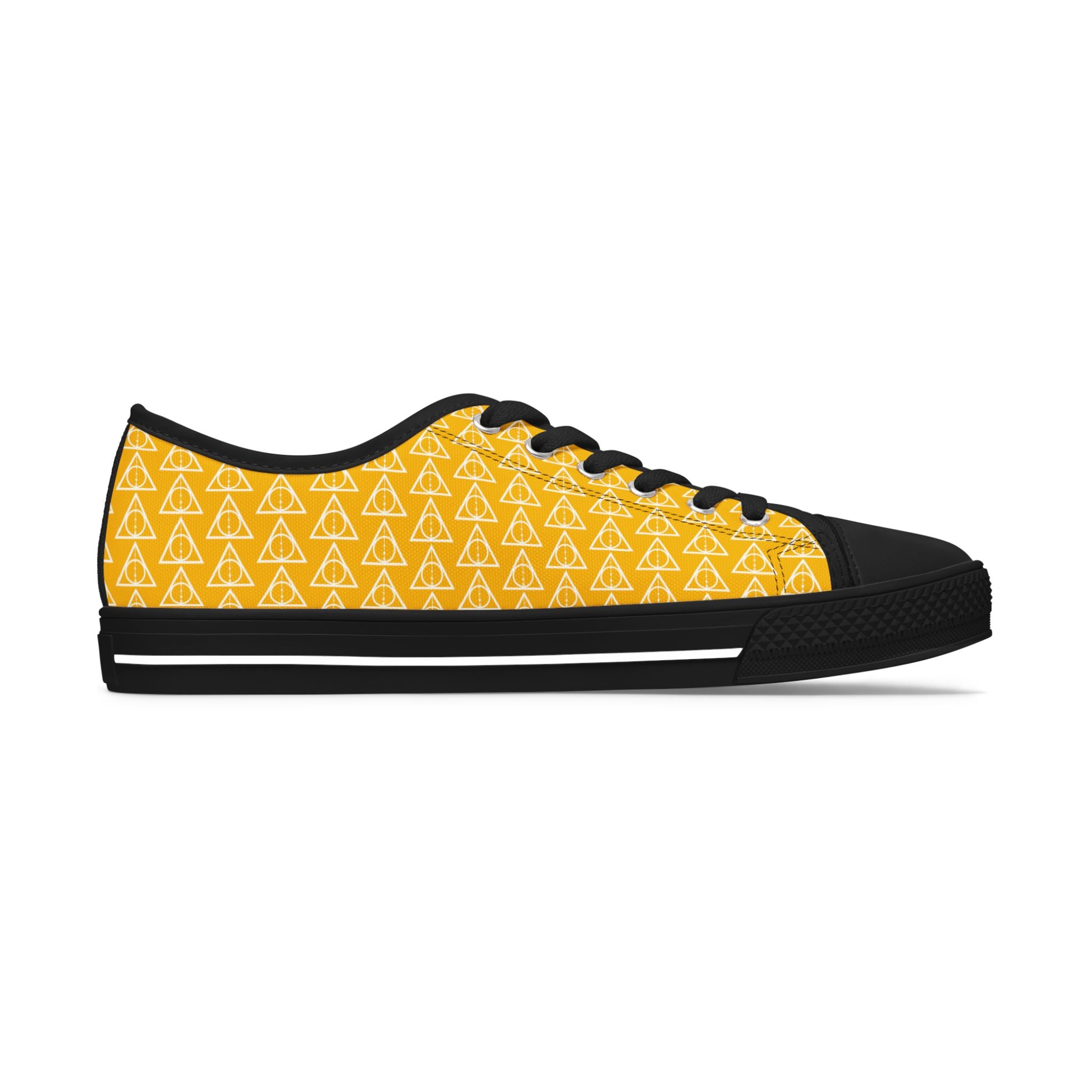 Harry Potter inspired Deathly Hallows Logo Women's Low Top Sneakers Yellow