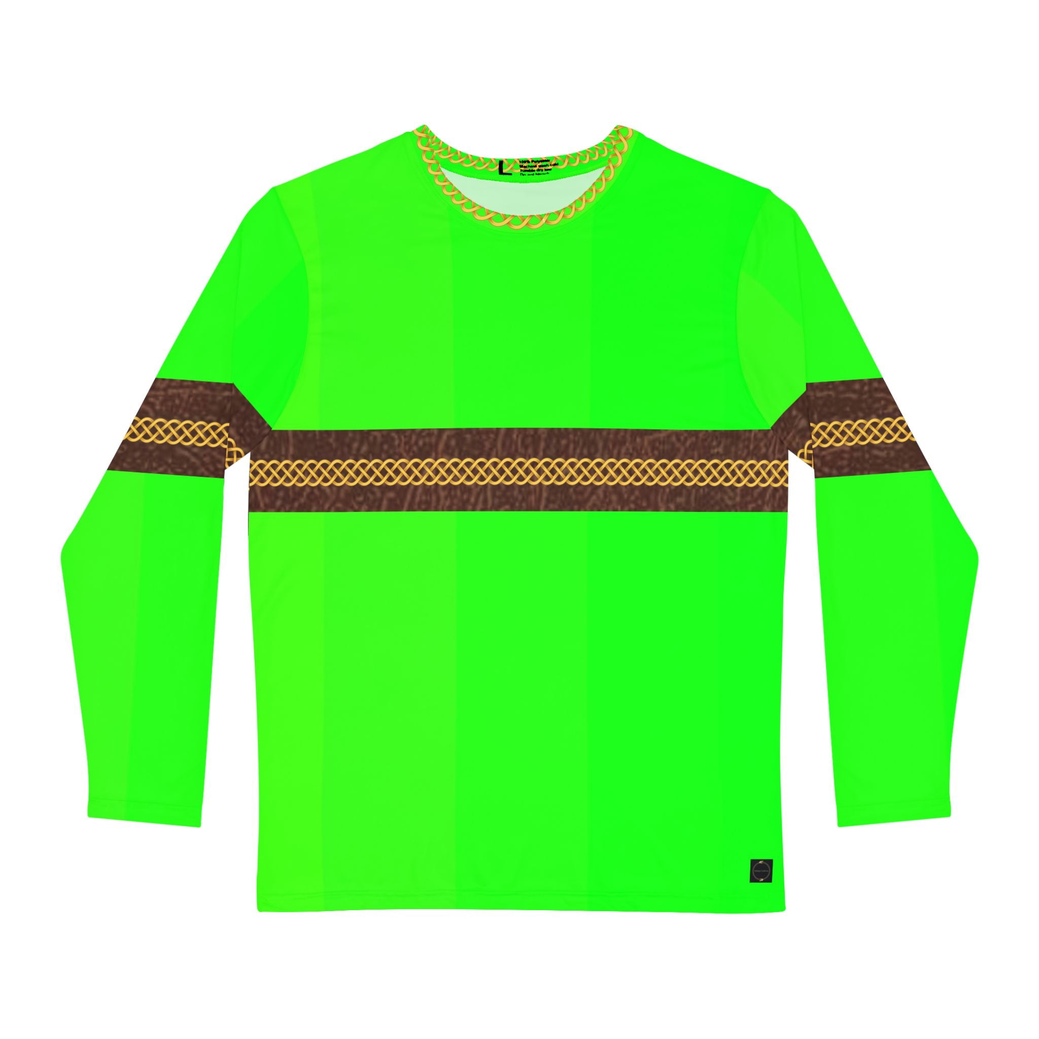 Fabled Fashion Men's Long Sleeve Hi Vis with Leather band and Celtic chain effect AOP Shirt