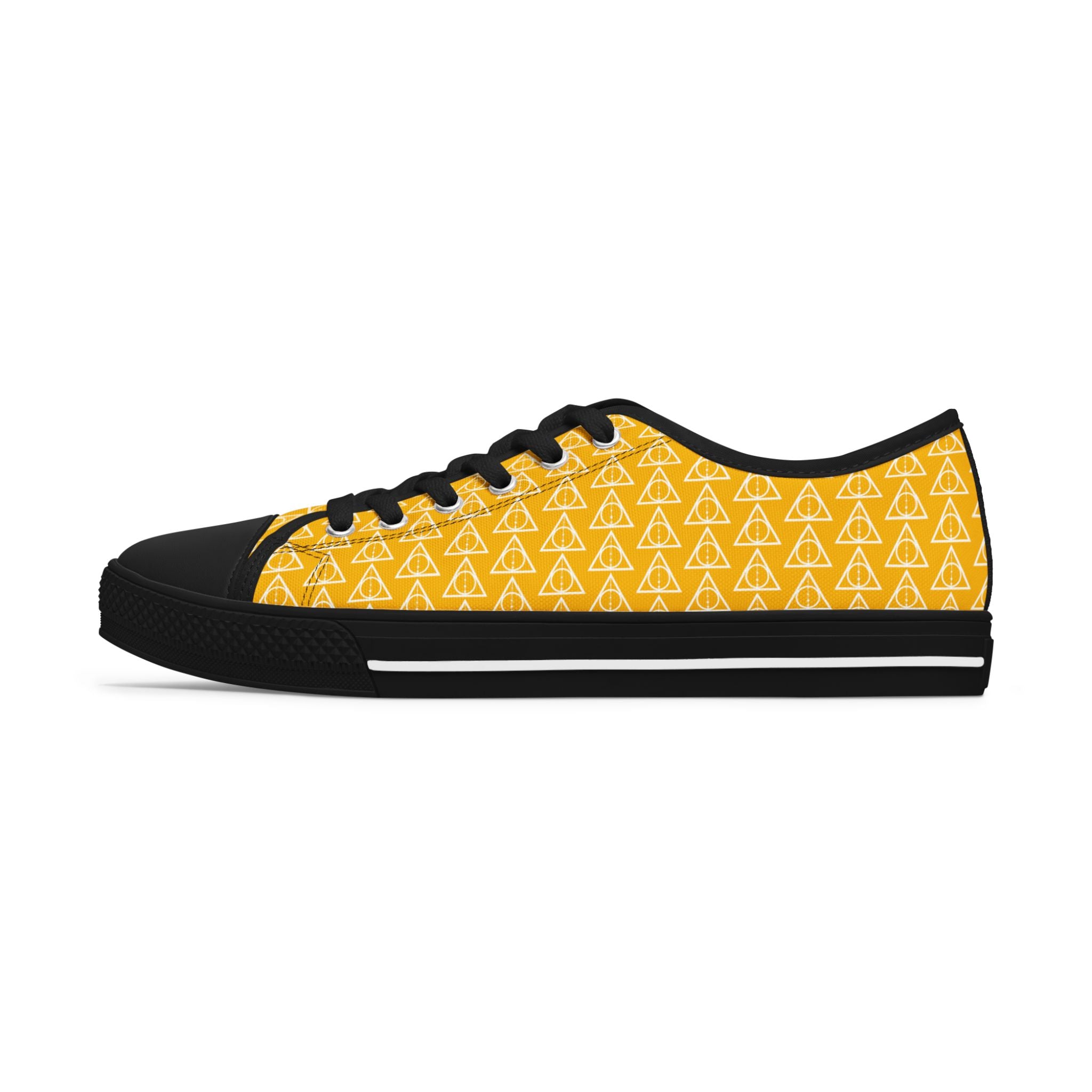 Harry Potter inspired Deathly Hallows Logo Women's Low Top Sneakers Yellow