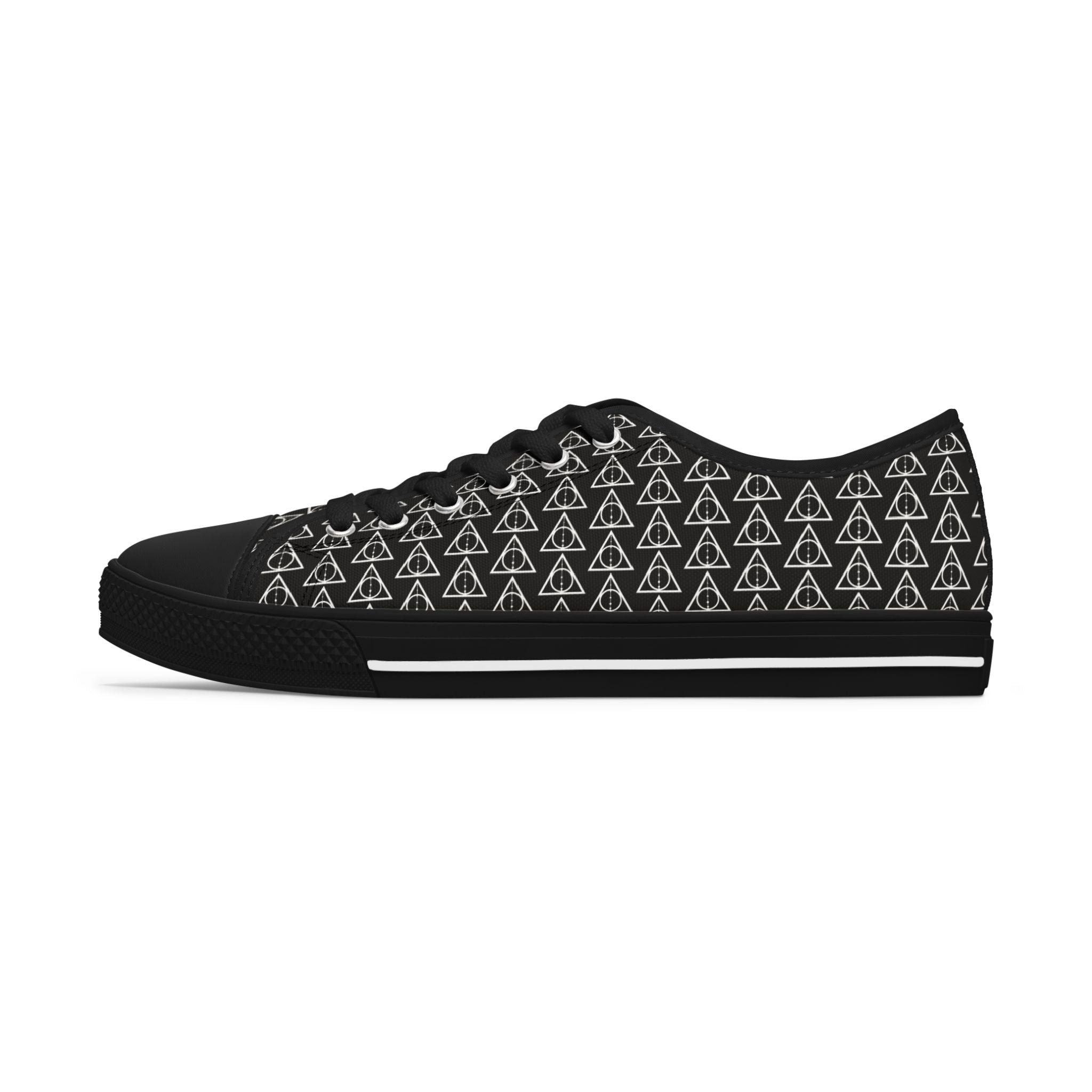 Harry Potter inspired Deathly Hallows Logo Women's Low Top Sneakers (Purple)