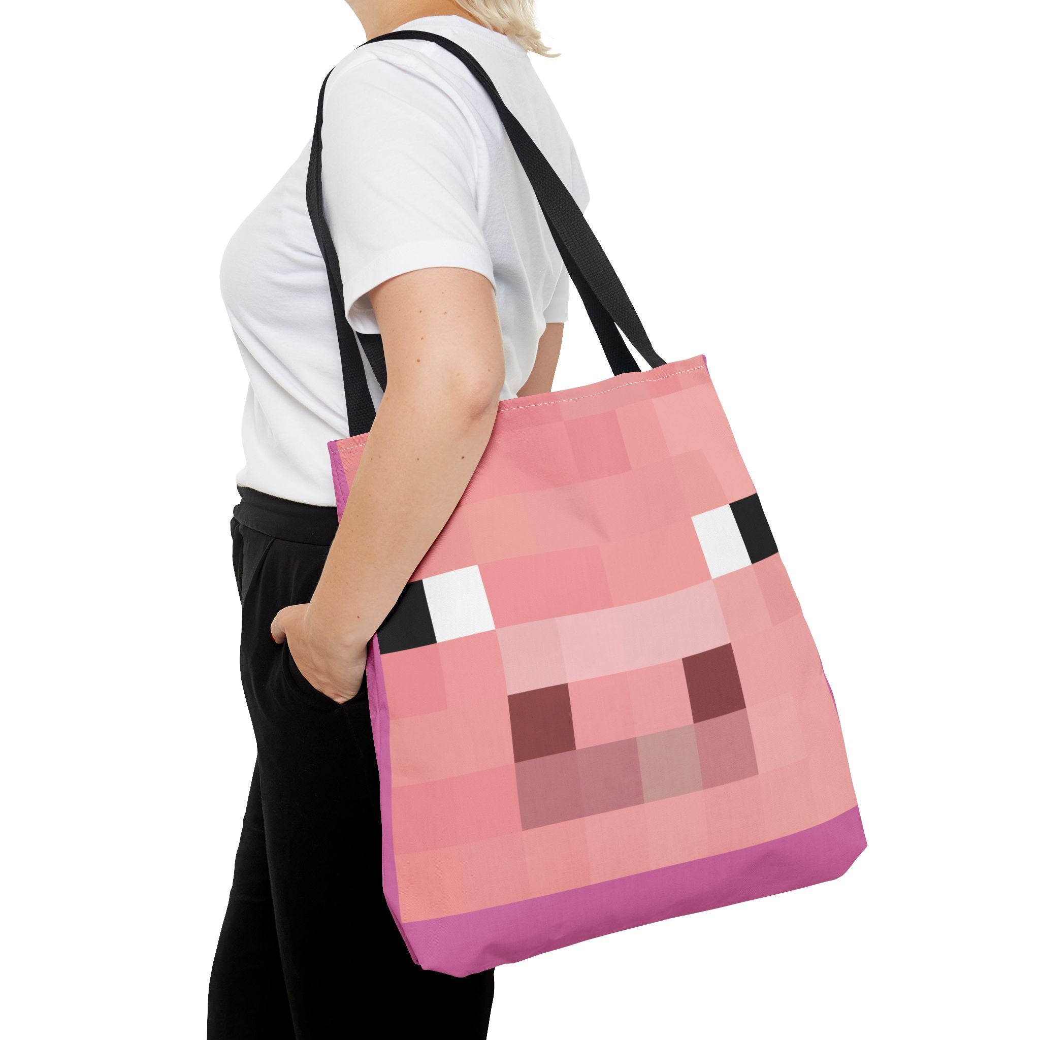 Minecraft inspired Pig Tote Bag (AOP) Perfect for  Halloween