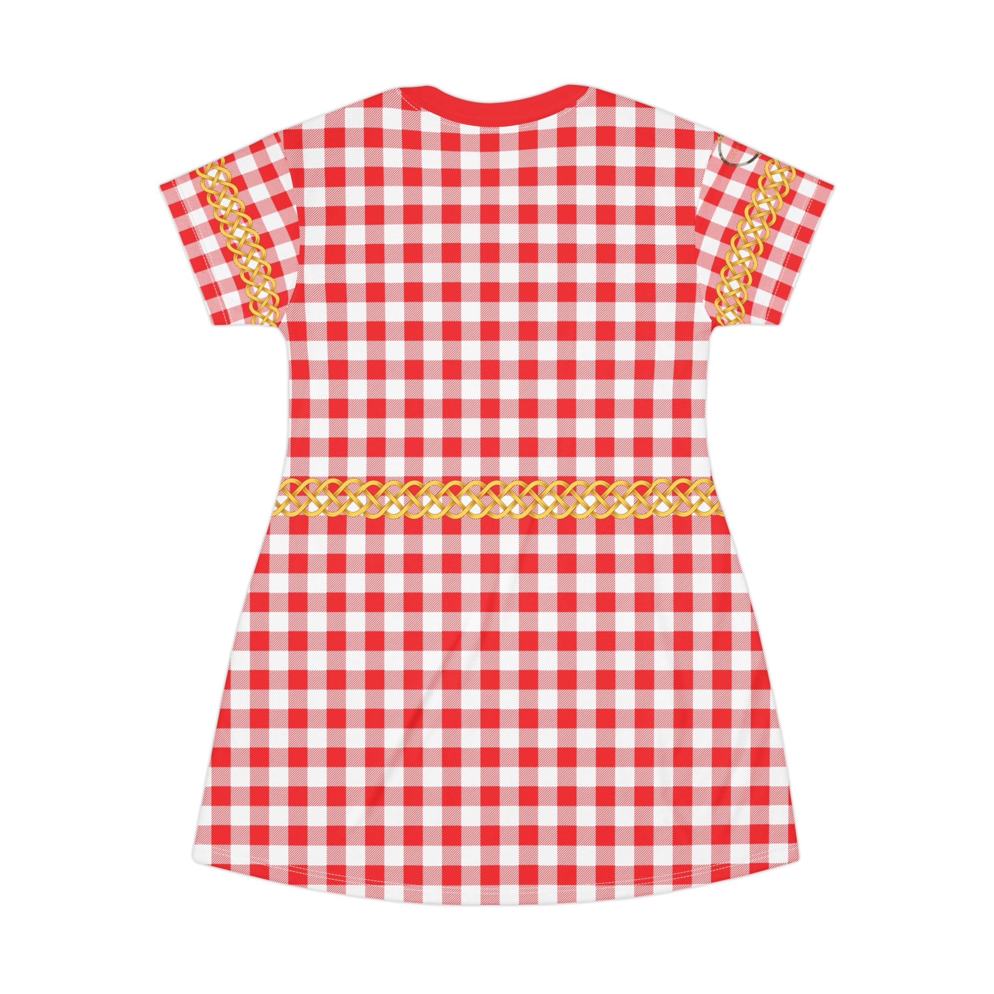 Fabled Fashion Celtic Knot Gingham pattern All Over Print Spring/Summer T-Shirt Dress
