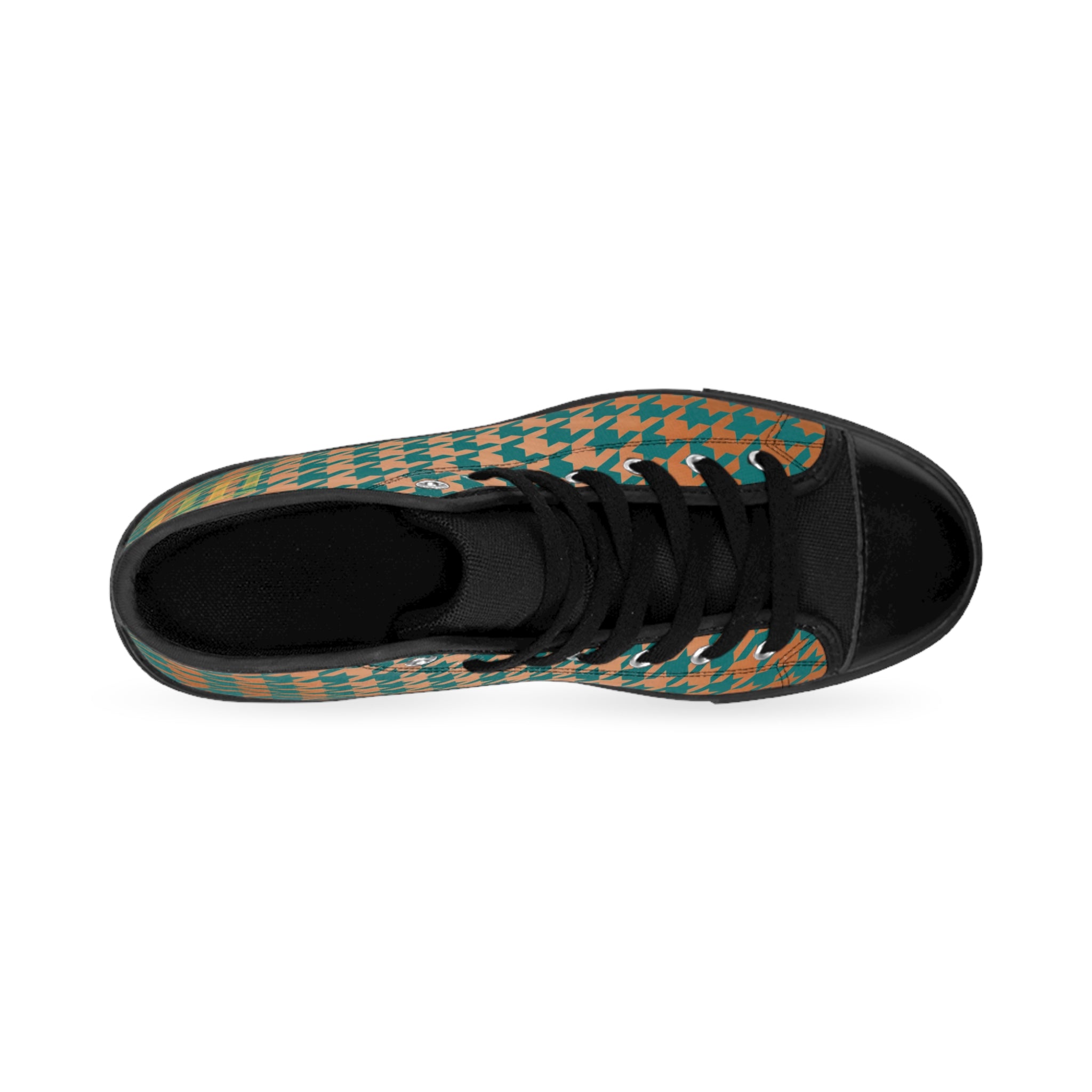Fabled Fashion Copper and Verdigris houndstooth Women's Classic Sneakers