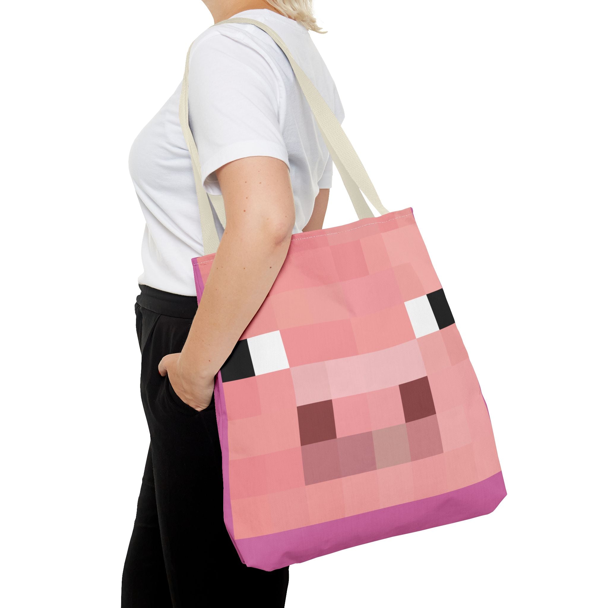 Minecraft inspired Pig Tote Bag (AOP) Perfect for  Halloween