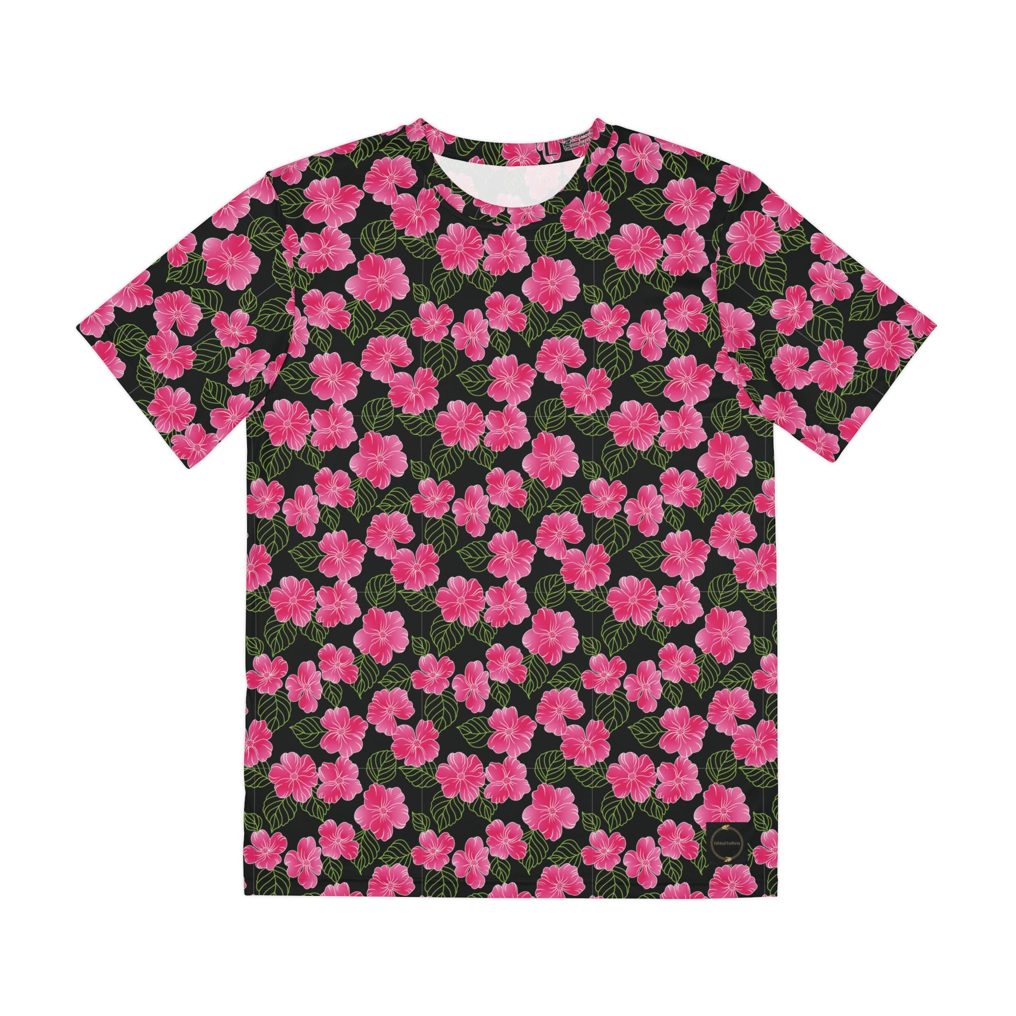 Fabled Fashion Flowerprint series black/pink Men's Polyester Tee (AOP)