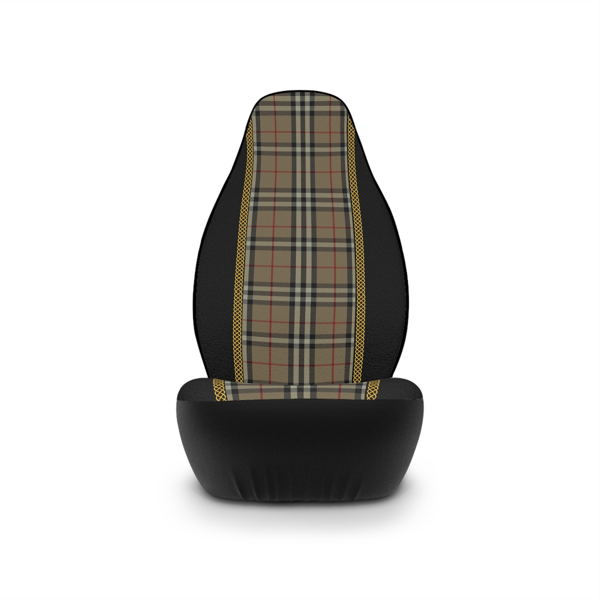 Fabled Fashion Beige Plaid print Celtic knot design Car Seat Covers