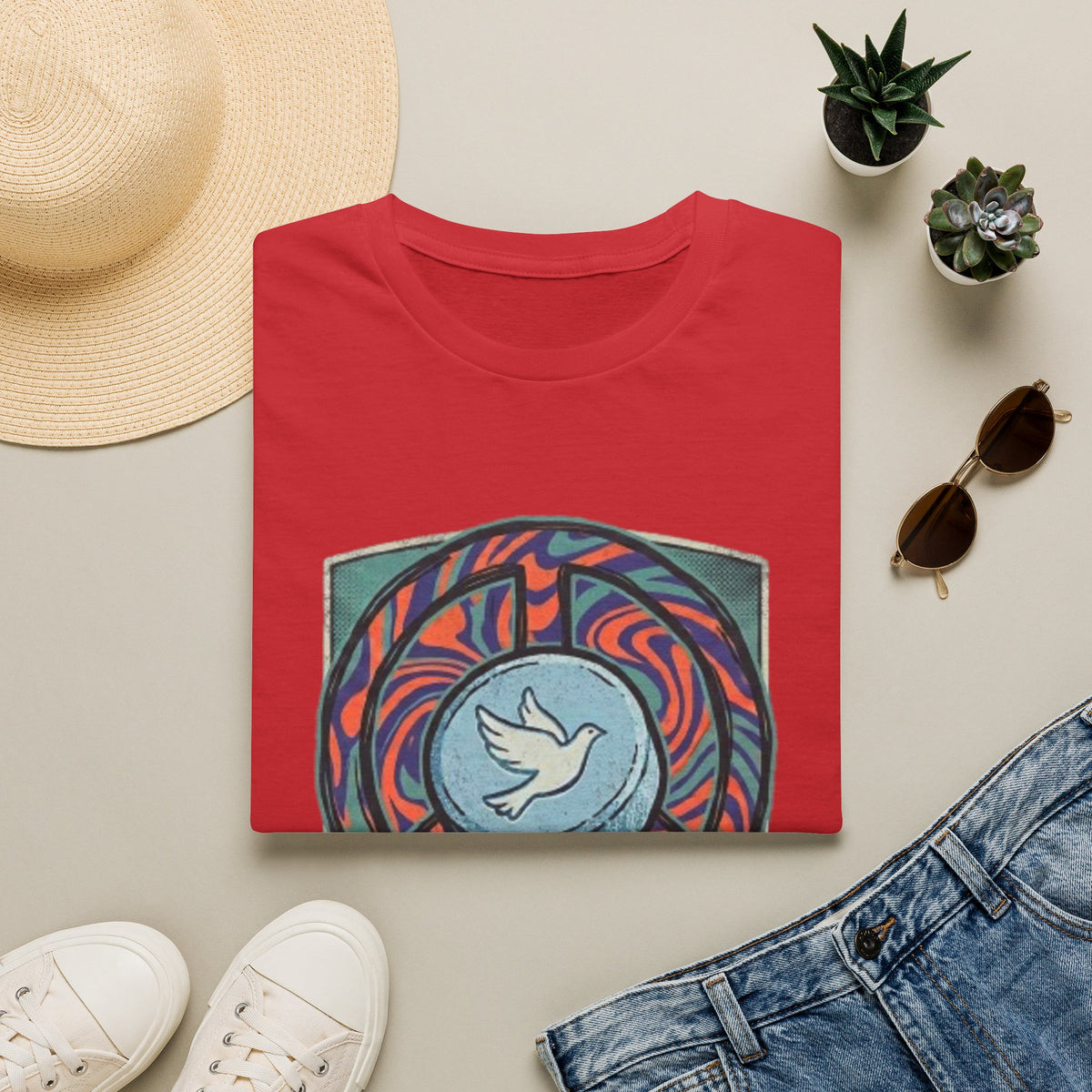 Retro Mandala Dove T-Shirt — 90s Raver Peace Tee