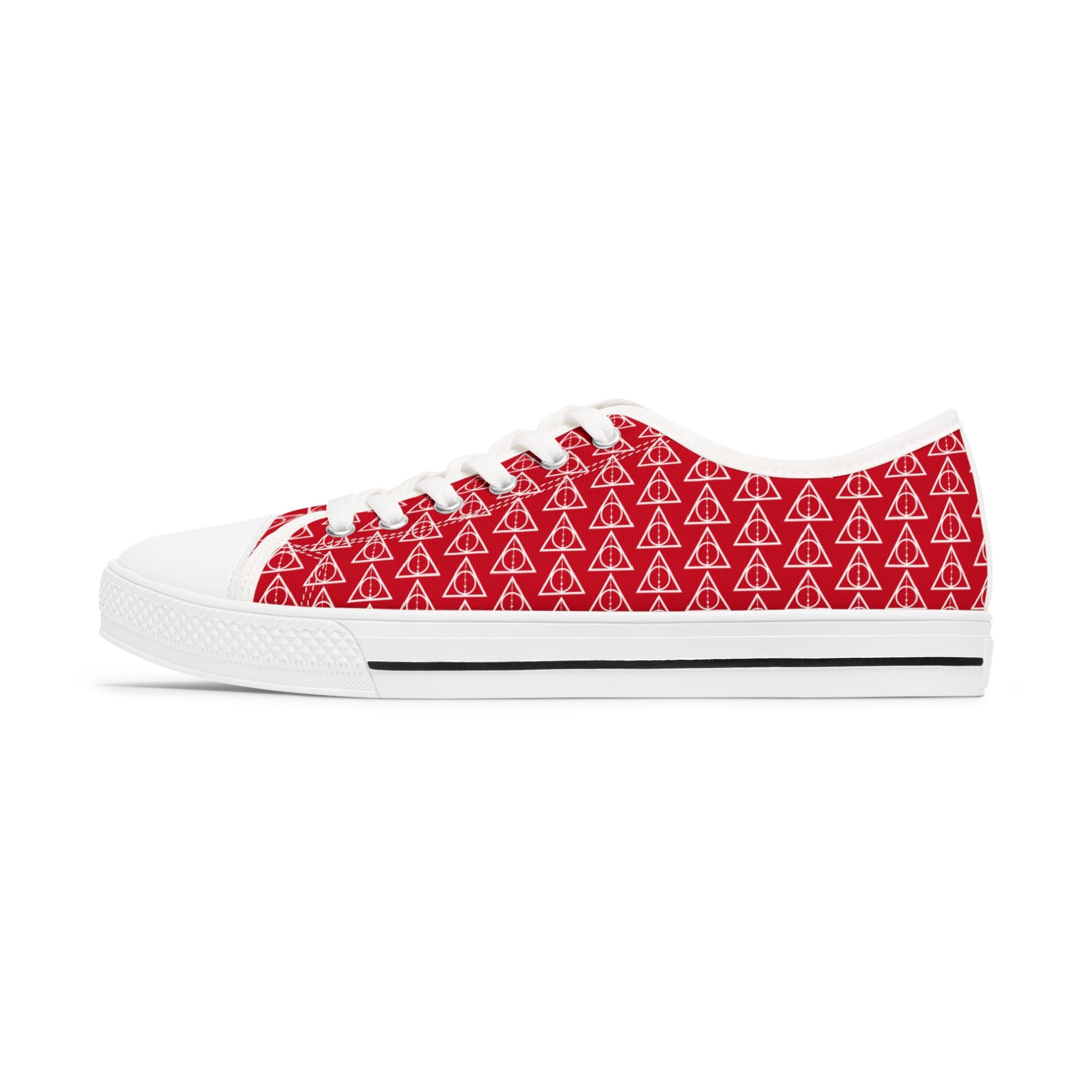 Harry Potter inspired Deathly Hallows Logo Women's Low Top Sneakers Red