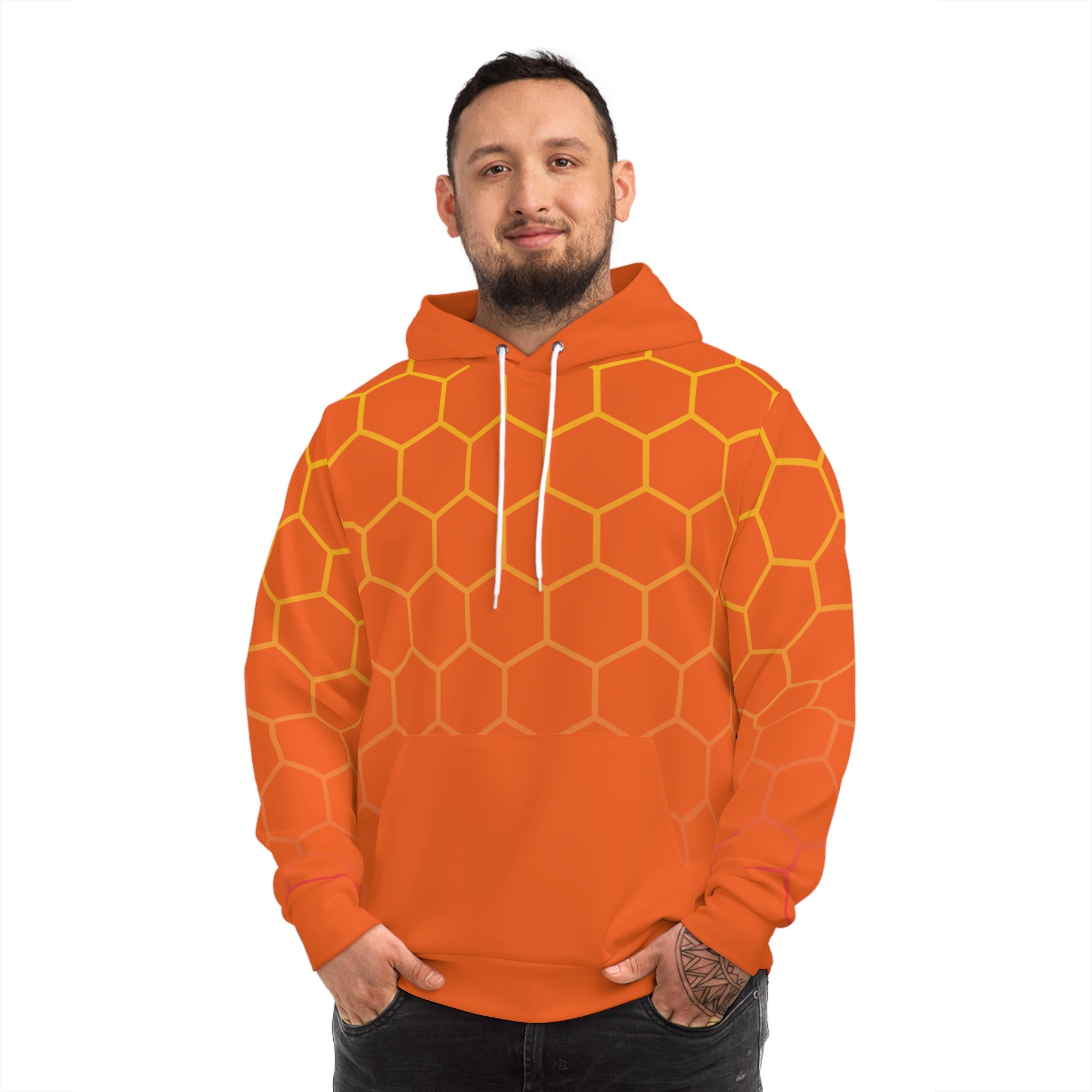 Orange Honeycomb Fashion Hoodie from Fabled Fashion
