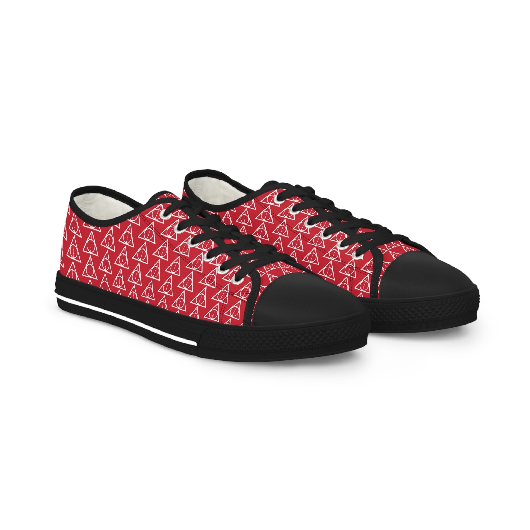 Harry Potter inspired Deathly Hallows logo Men's Low Top Sneakers Red