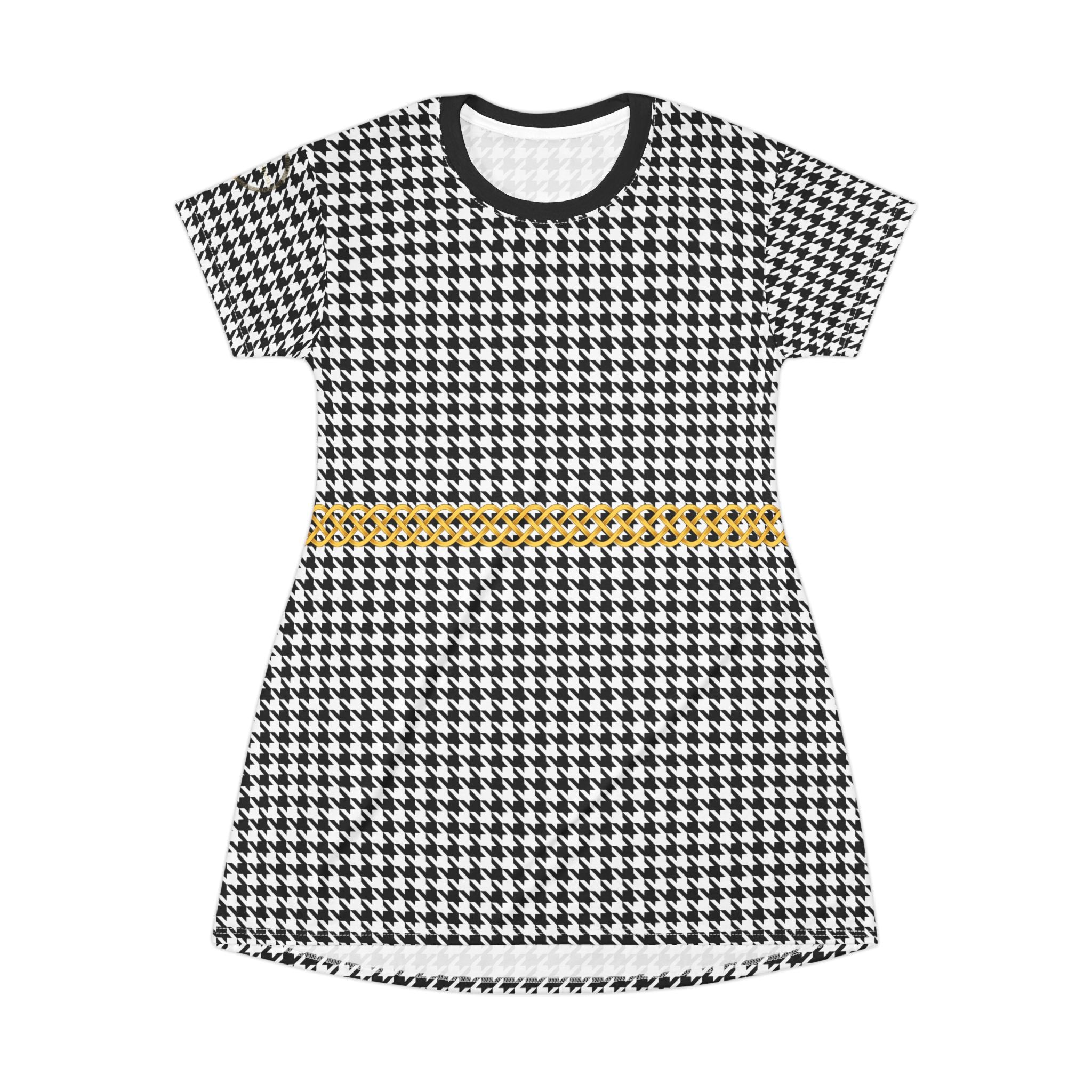 Fabled Fashion Celtic Knot Houndstooth pattern All Over Print Spring/Summer T-Shirt Dress