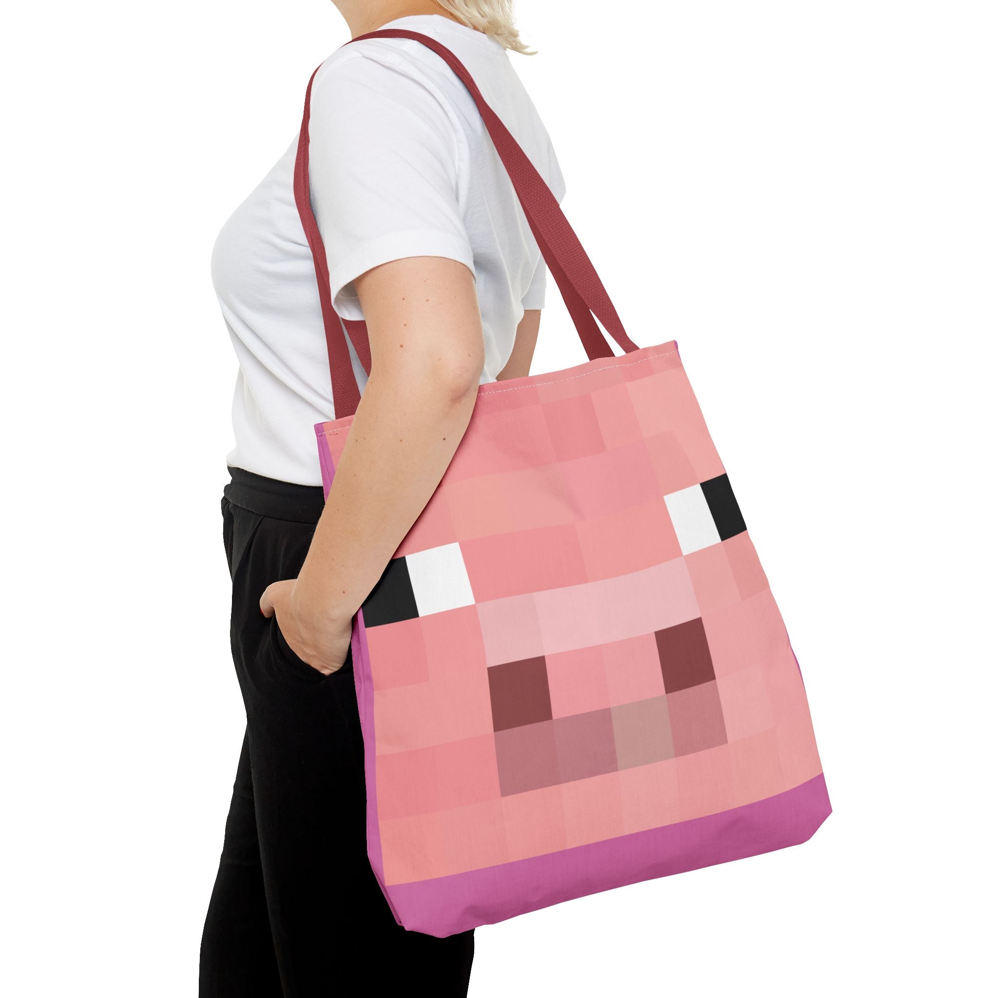 Minecraft inspired Pig Tote Bag (AOP) Perfect for  Halloween