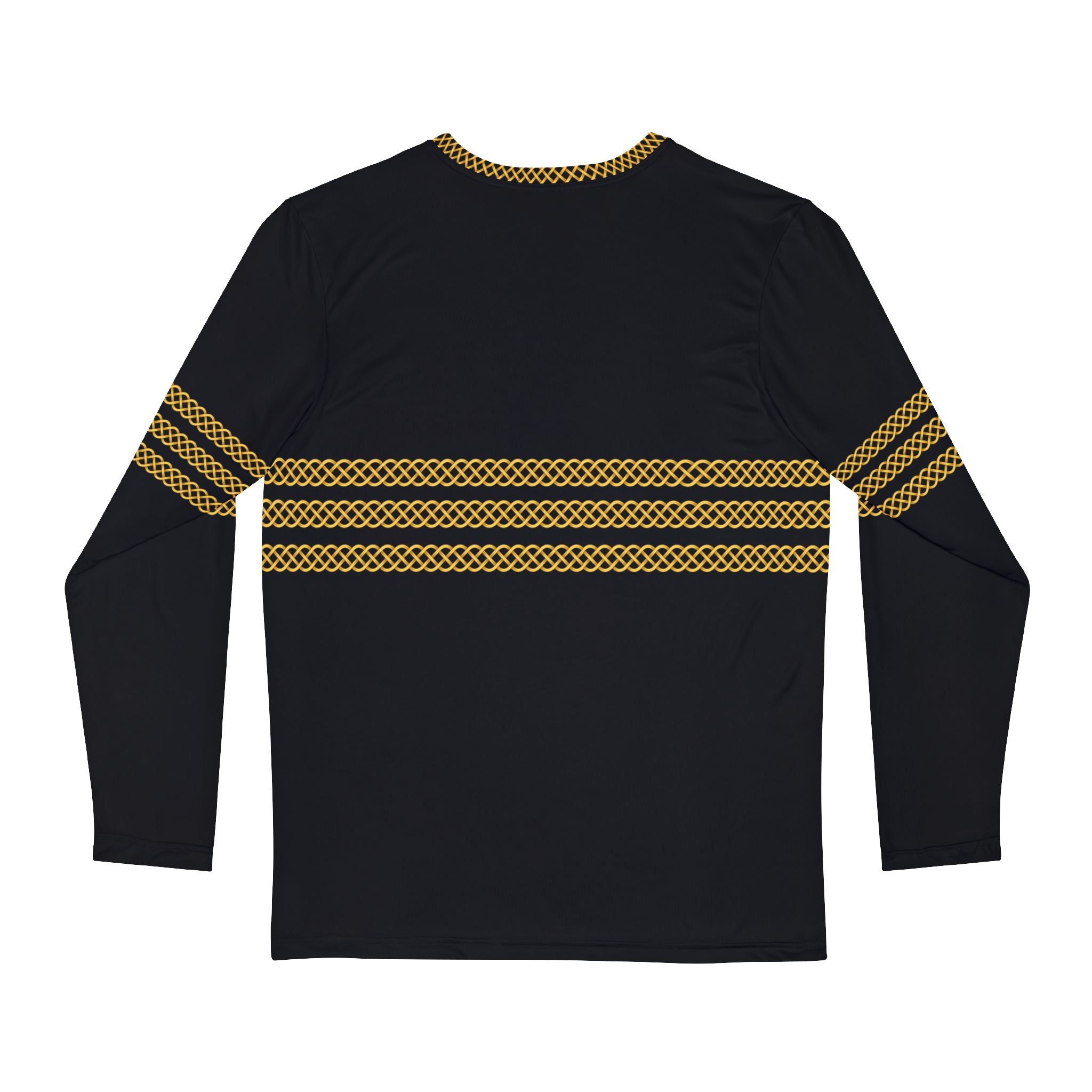 Fabled Fashion Men's Long Sleeve Triple Celtic chain effect AOP Shirt Black
