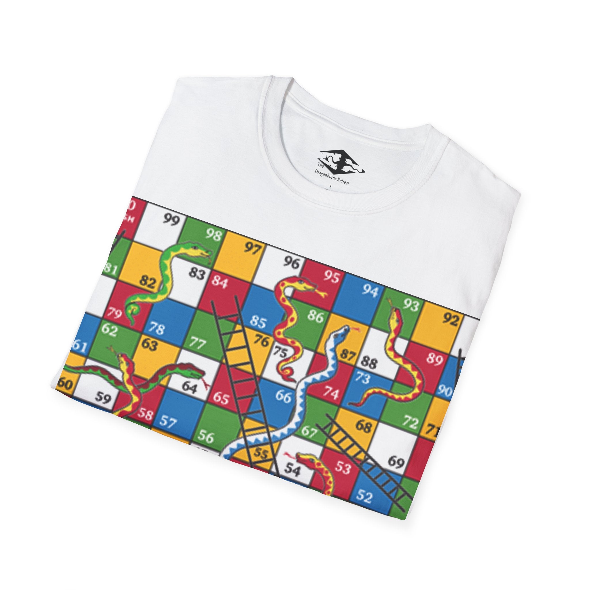 Travel Snakes and Ladders Board Unisex Softstyle T-Shirt (pieces not included)